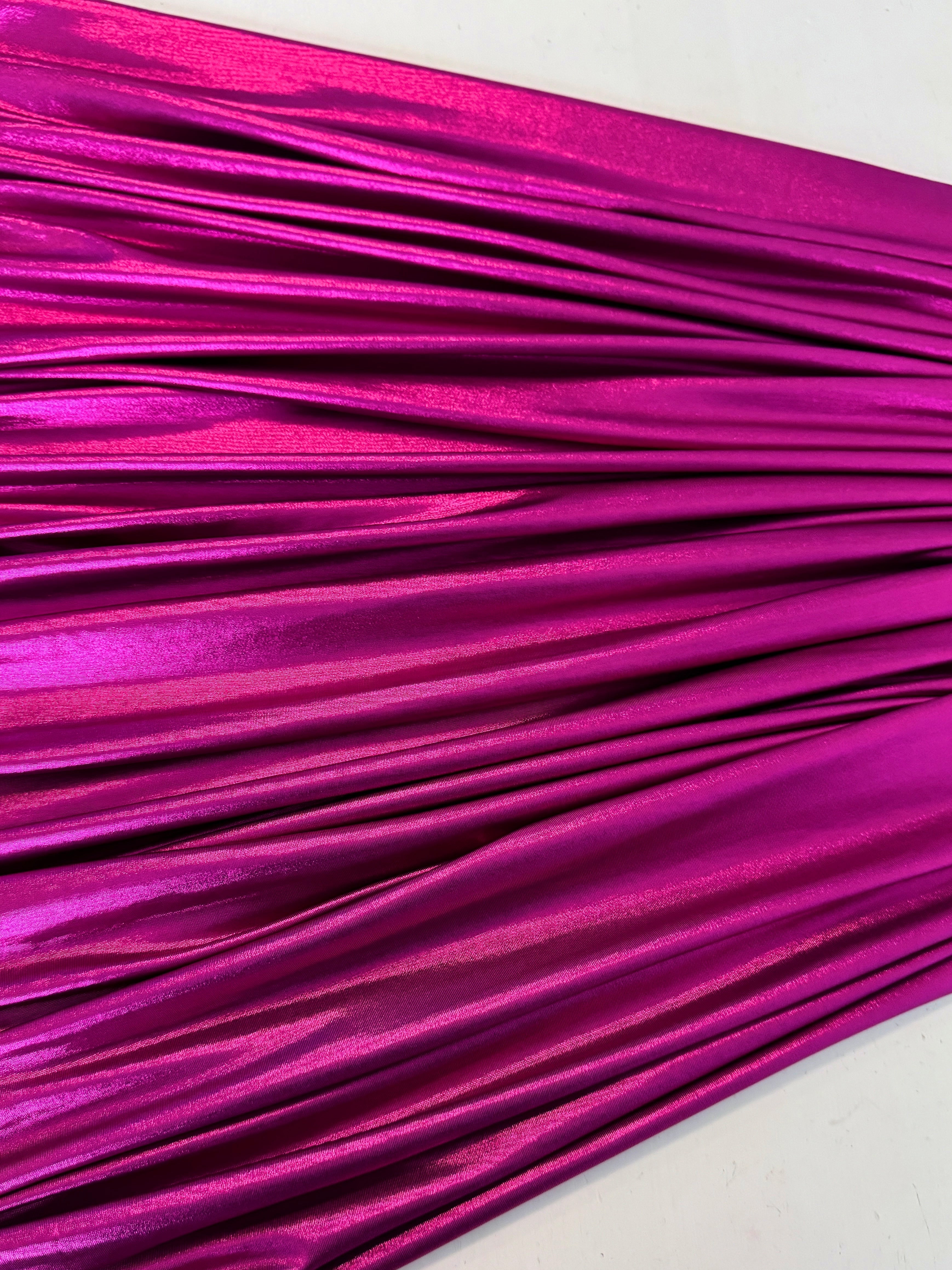 fuchsia stretch foiled spandex, dark pink stretch foiled spandex, light pink stretch foiled spandex, pink stretch foiled spandex, premium stretch foiled spandex, stretch foiled spandex on sale, stretch foiled spandex on discount