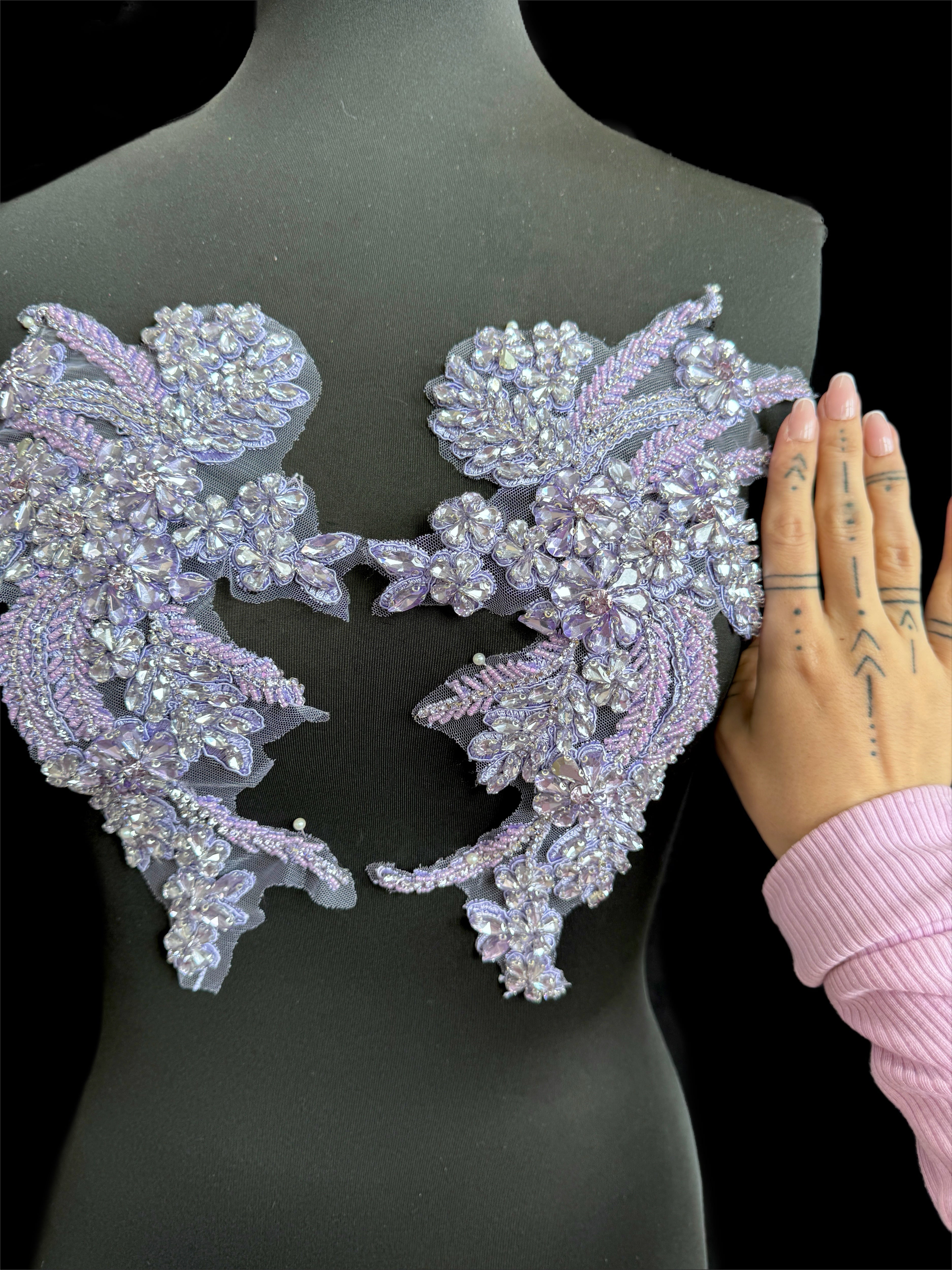 Gina lilac Rhinestones Applique, lilac Rhinestones Applique, light purple Rhinestones Applique, lavender Rhinestones Applique,