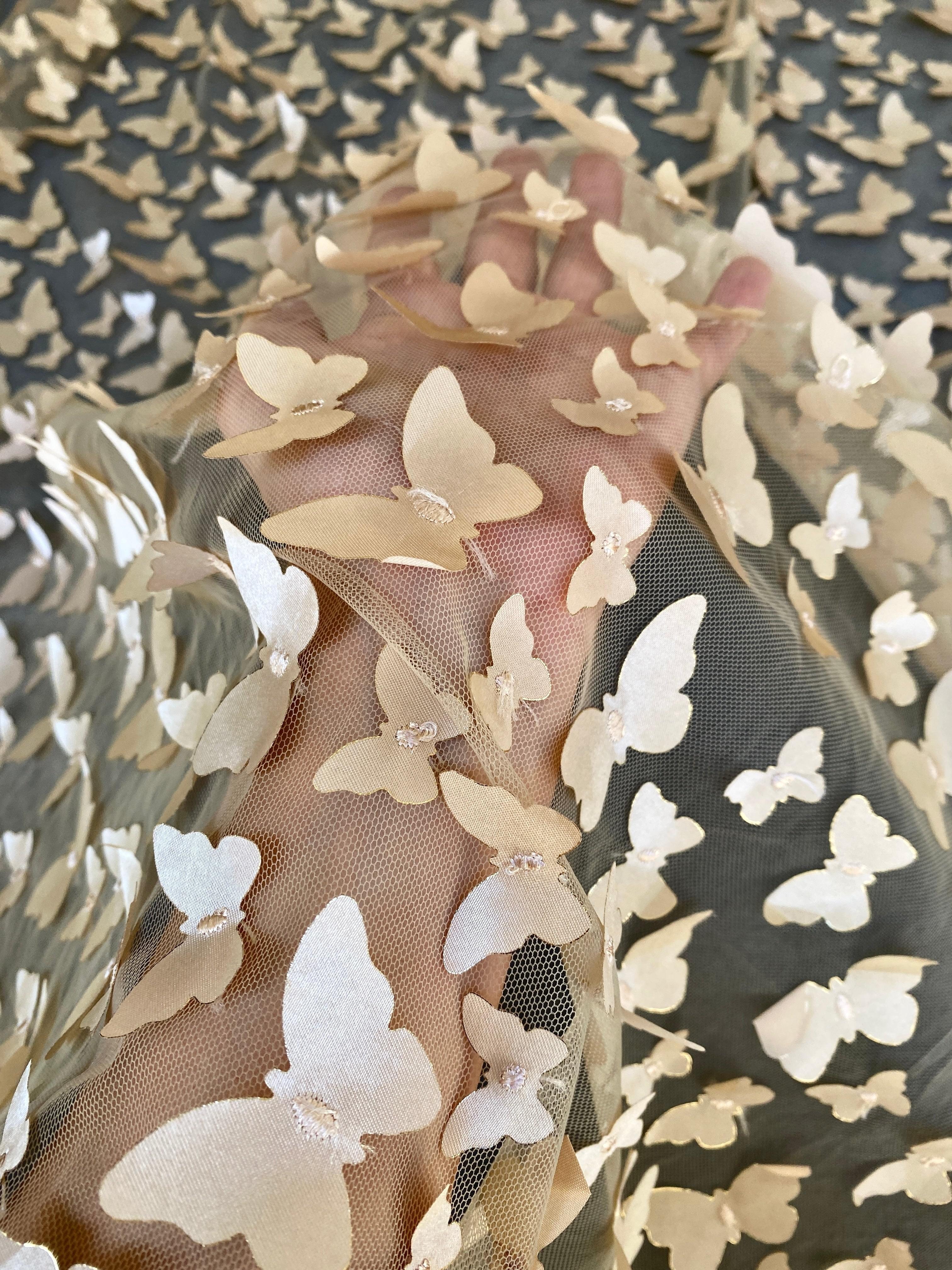Gold 3D Butterfly Lace