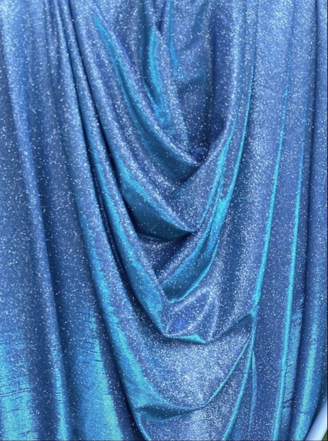 Aqua Blue Stretch Metallic Lurex