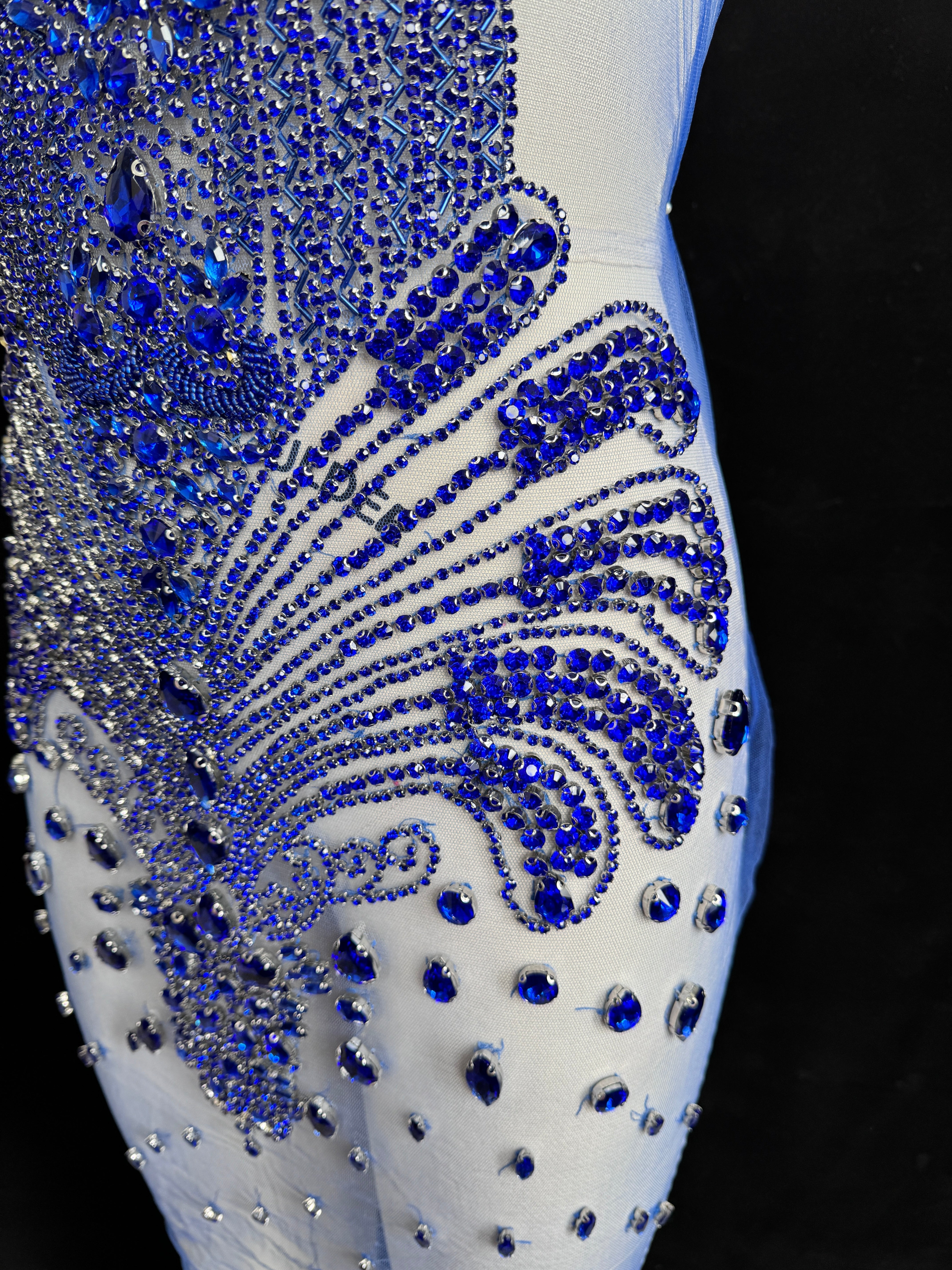 Tina royal blue Rhinestones Bodice Applique, blue rhinestone, light blue rhinestone, dark blue rhinestone