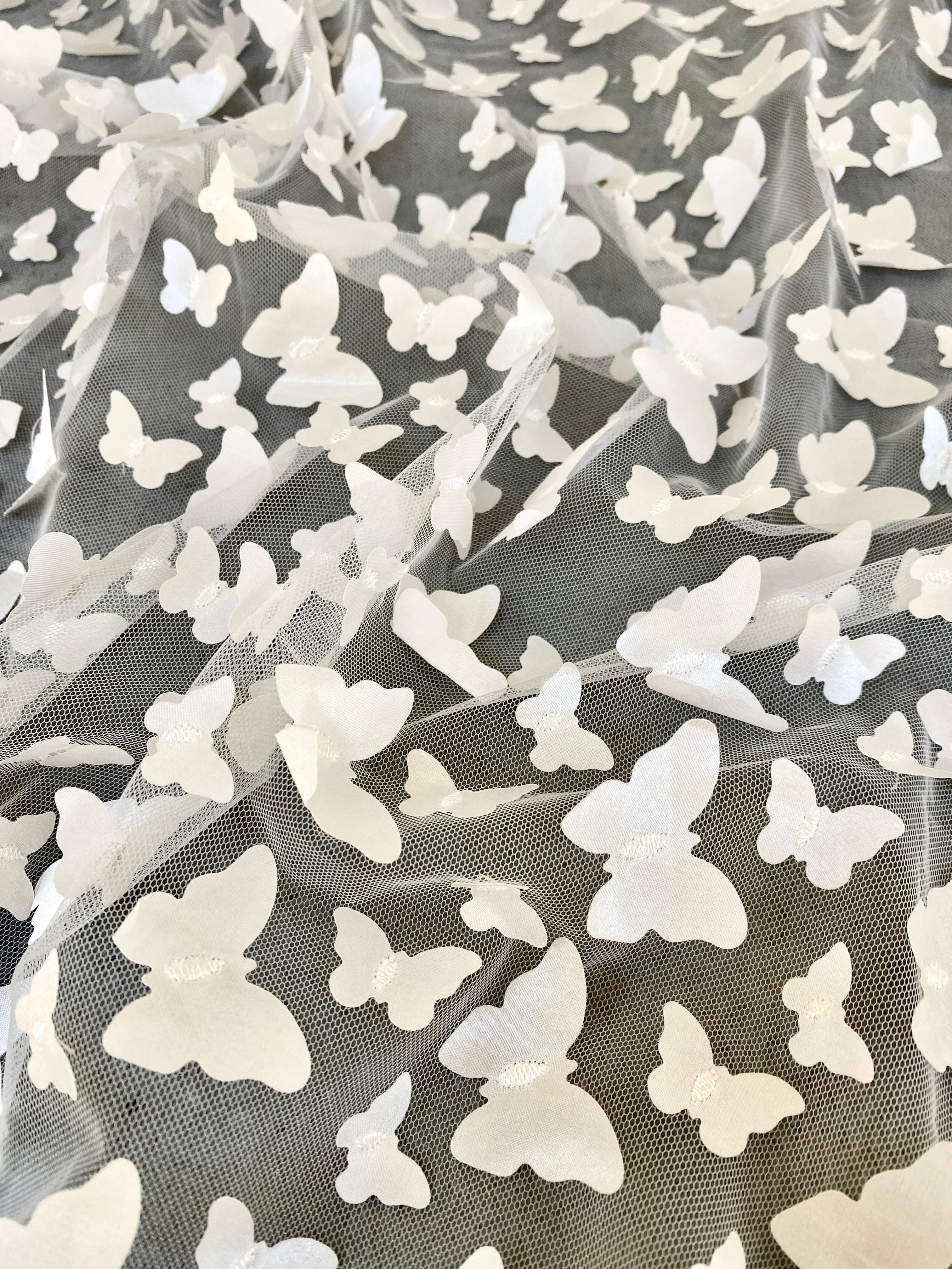 3D Ivory Butterfly Lace