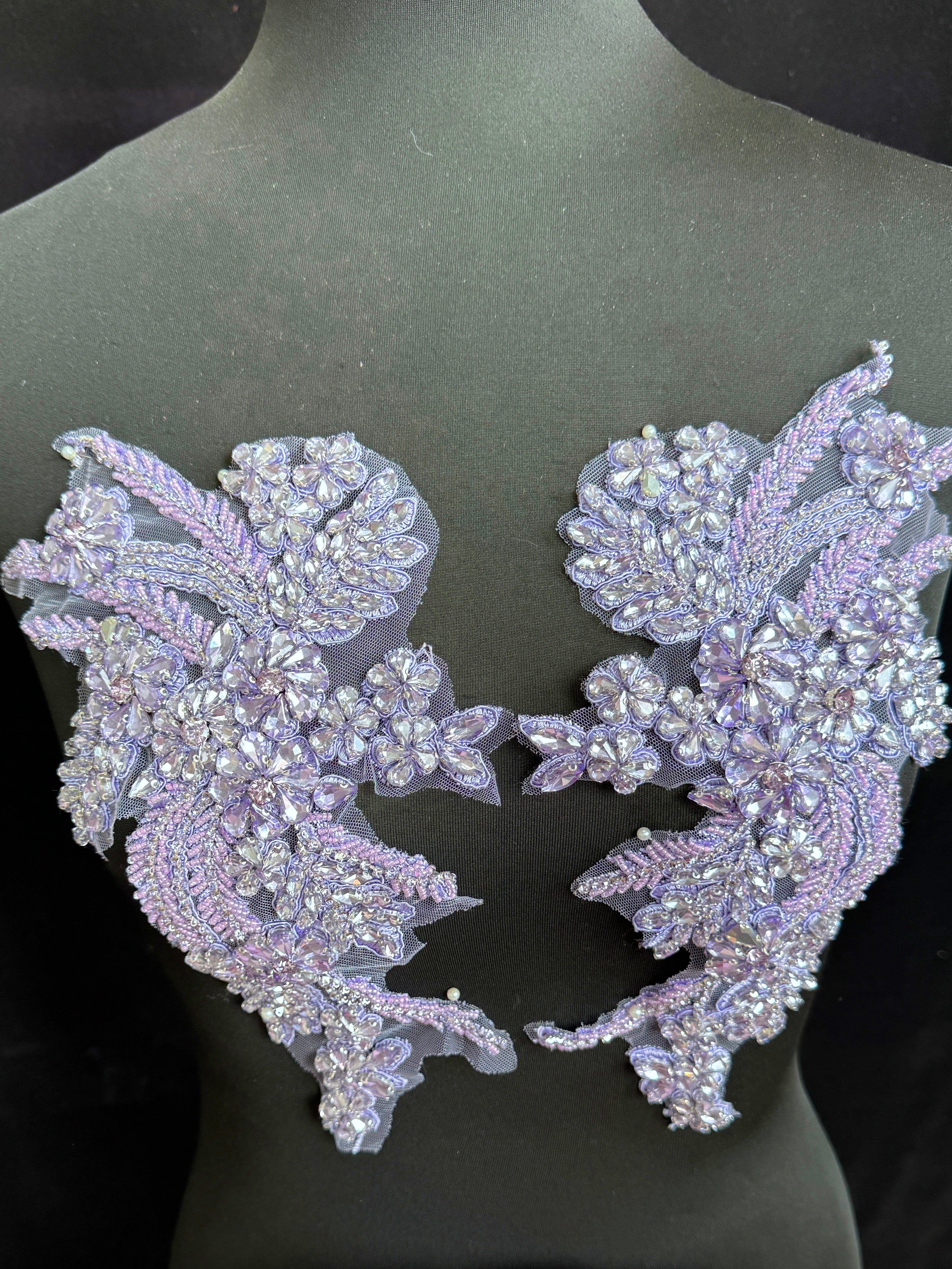 Gina lilac Rhinestones Applique, lilac Rhinestones Applique, light purple Rhinestones Applique, lavender Rhinestones Applique,