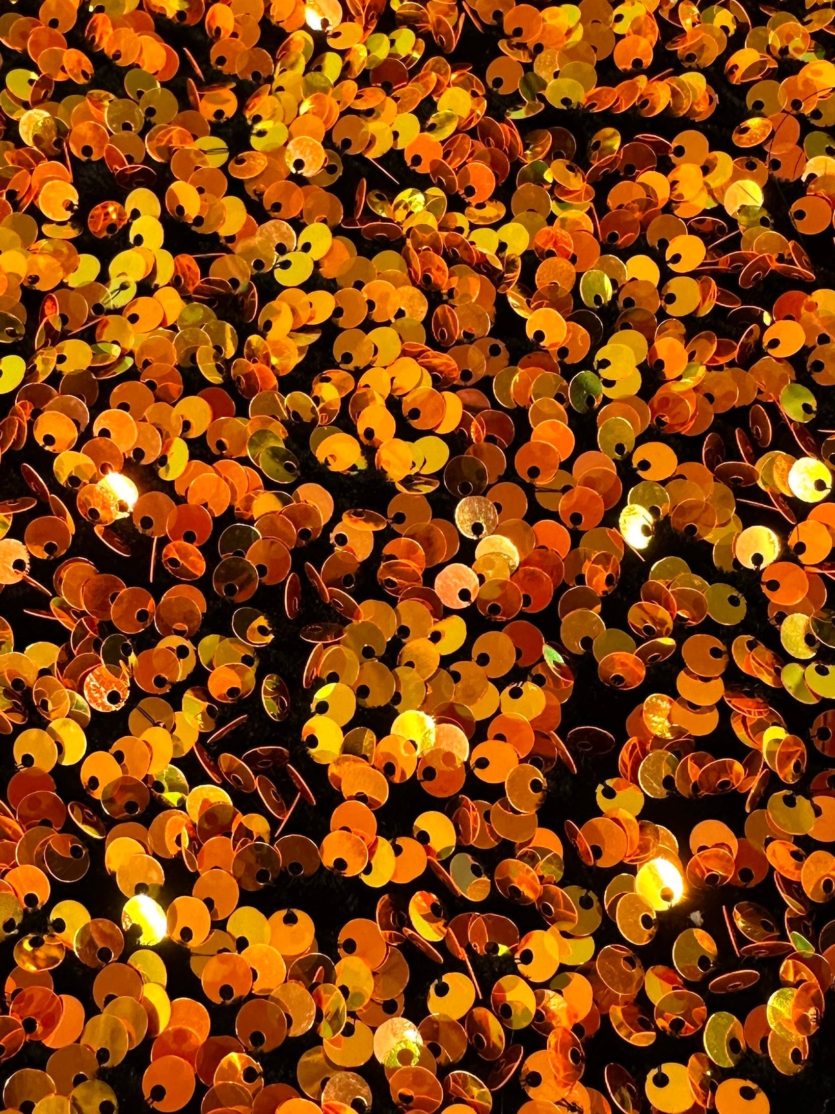 Iridescent Orange Sequin on Velvet