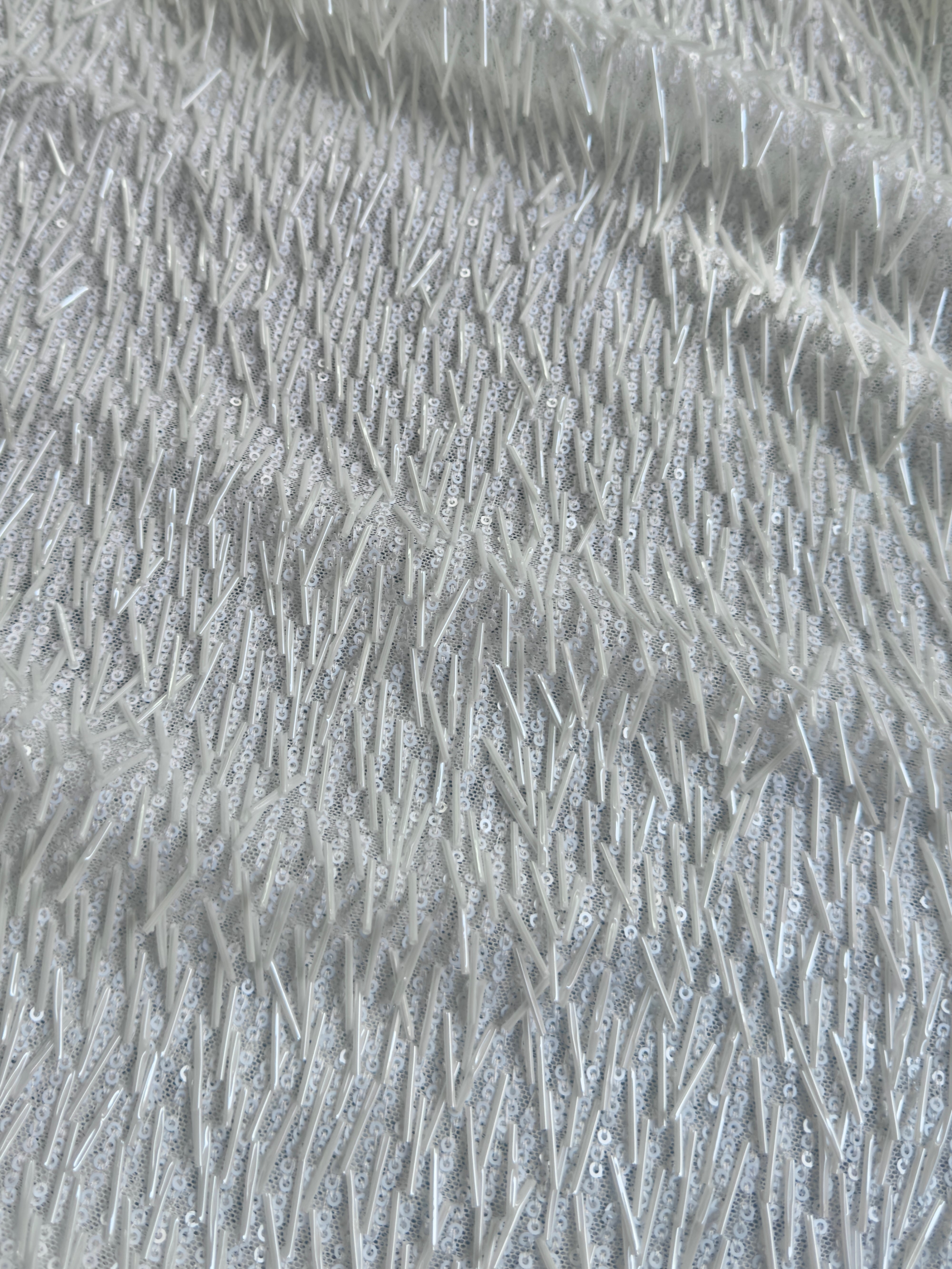 White Fringe Sequin on Mesh, White Sequin Mesh for woman, Fringe Sequin Mesh for bride, Non-Sequin Mesh on sale, Sequin Mesh on discount, sequin fabric online
