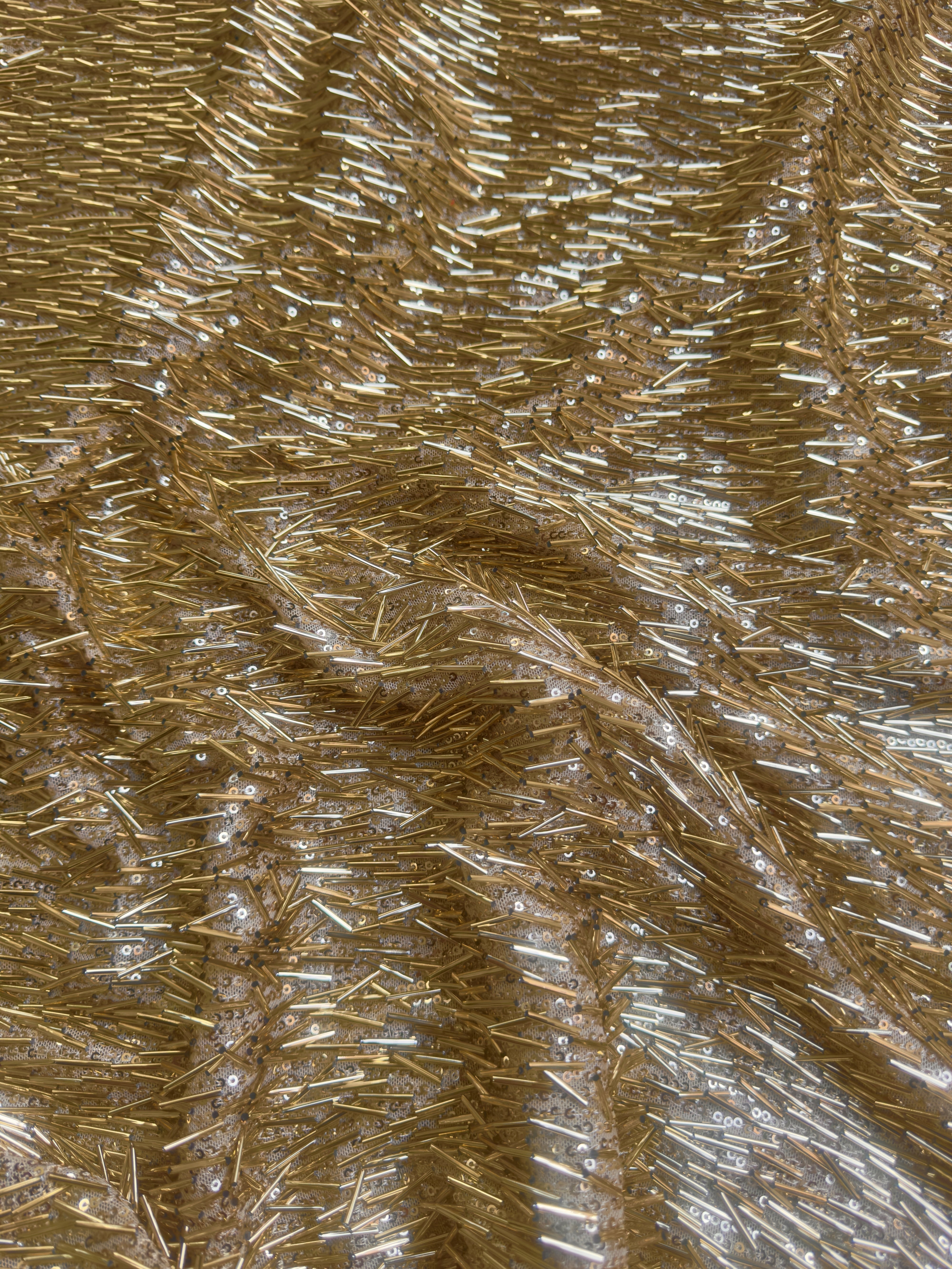 Gold Fringe Sequin on Mesh, Fabric Store, Sewing Store, Cheap Fabric Store, Kiki Textiles, Textile by the Yard