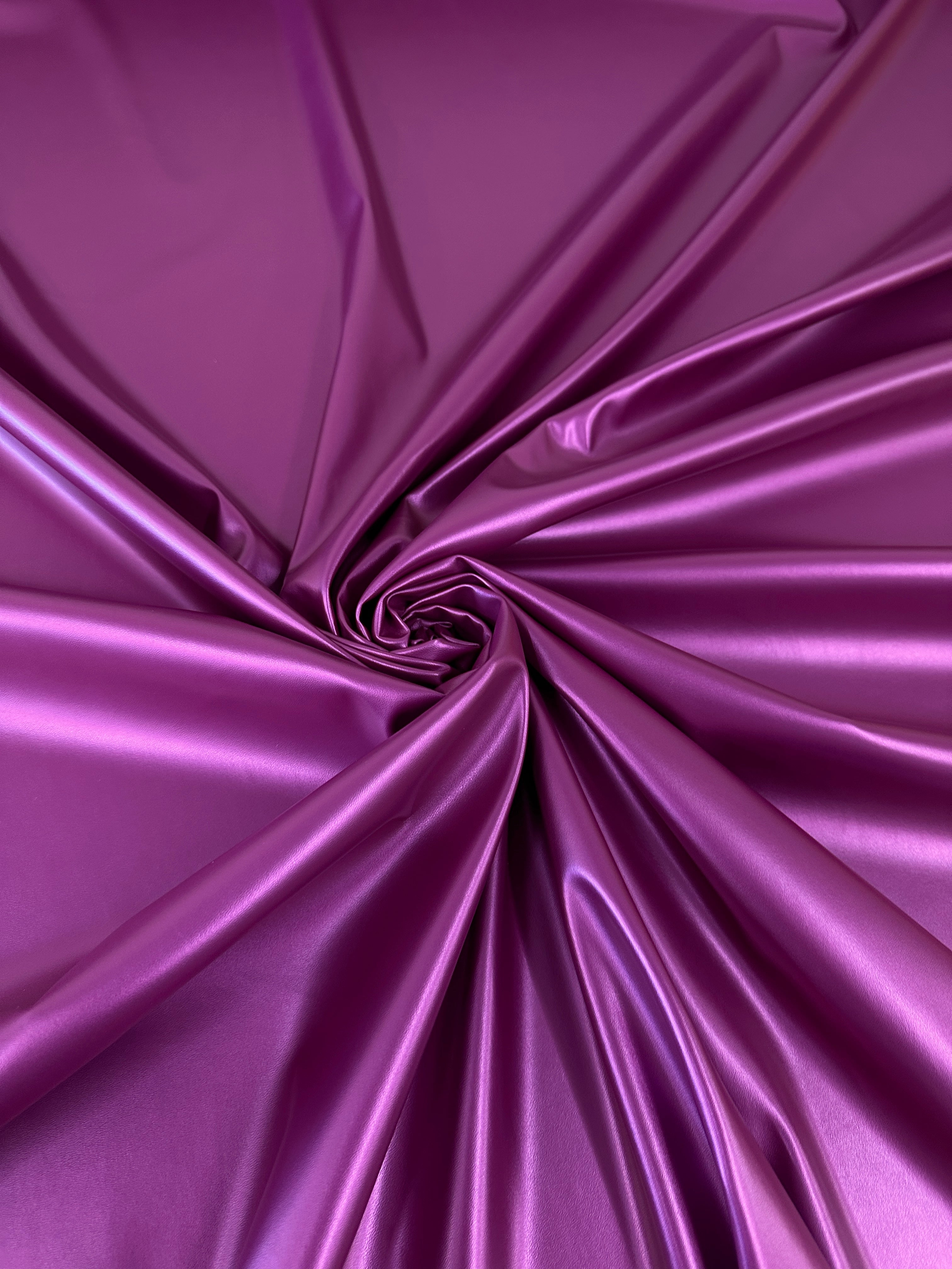 Magenta Metallic Stretch Faux Leather, purple metallic stretch leather, shiny faux leather, mauve faux leather for woman, faux leather for costumes, faux leather for home decor, 2 way stretch faux leather, leather for blazers, cheap leather, discounted leather, leather on sale