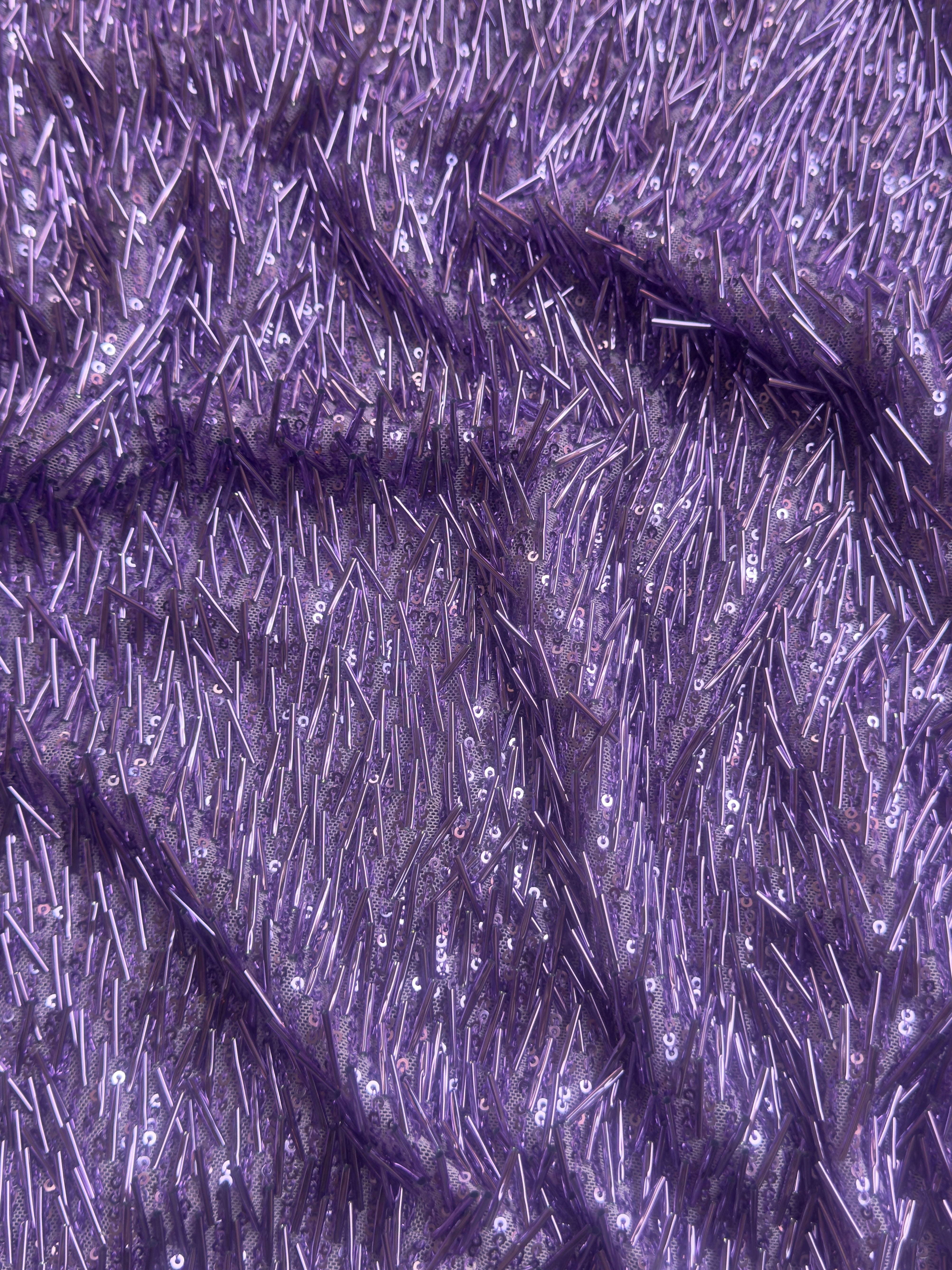 Lavender Fringe Sequin on Mesh, Lavender Sequin Mesh for woman, Fringe Sequin Mesh for bride, Non-Stretch Mesh on sale, Sequin Mesh on discount, sequin fabric online