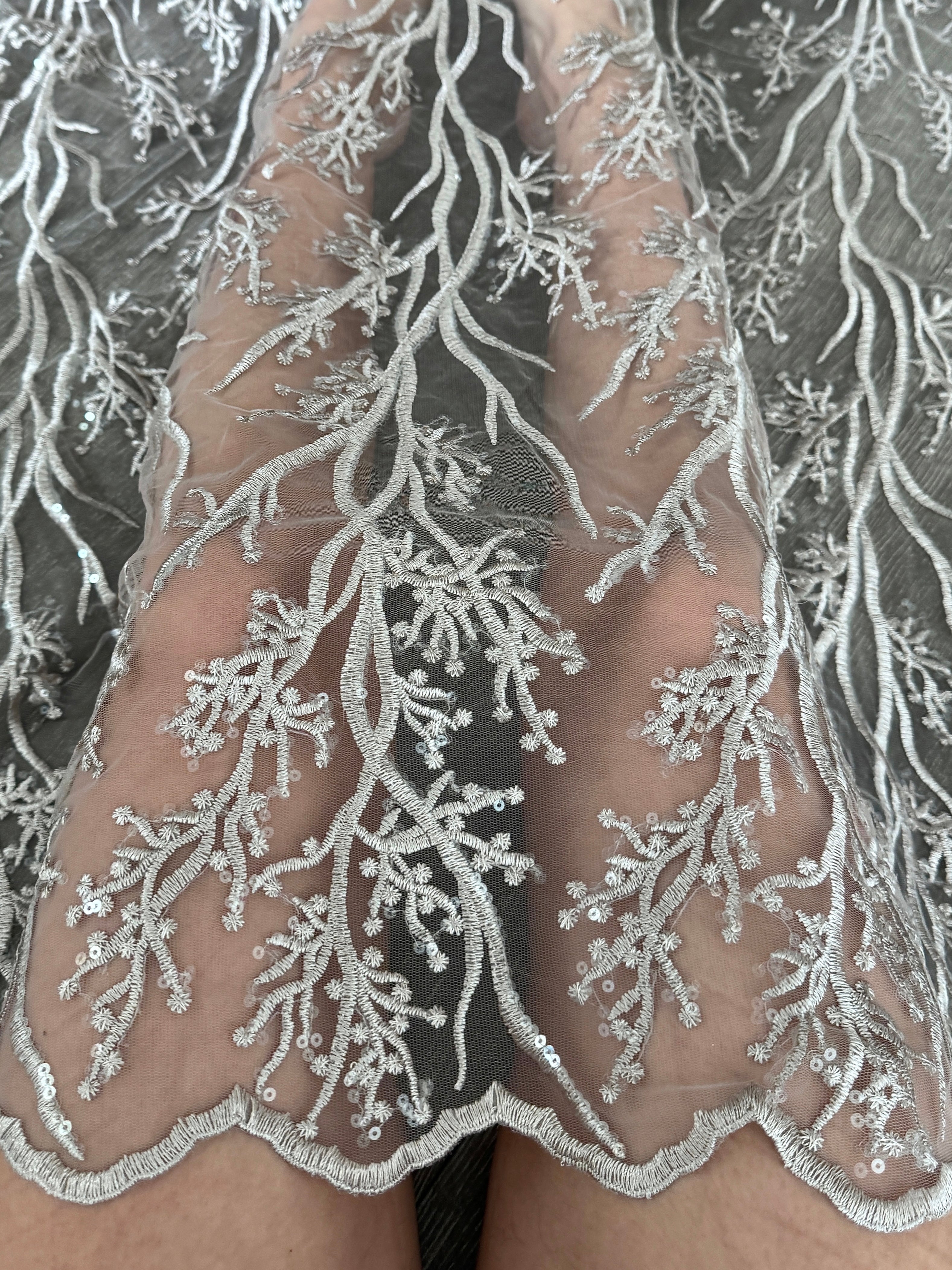 Silver Embroidered Branch Bridal Lace, dark silver Embroidered Branch Bridal Lace, light silver Embroidered Branch Bridal Lace, Embroidered Branch Bridal Lace for woman, Embroidered Branch Bridal Lace for bride, Embroidered Branch Bridal Lace on discount