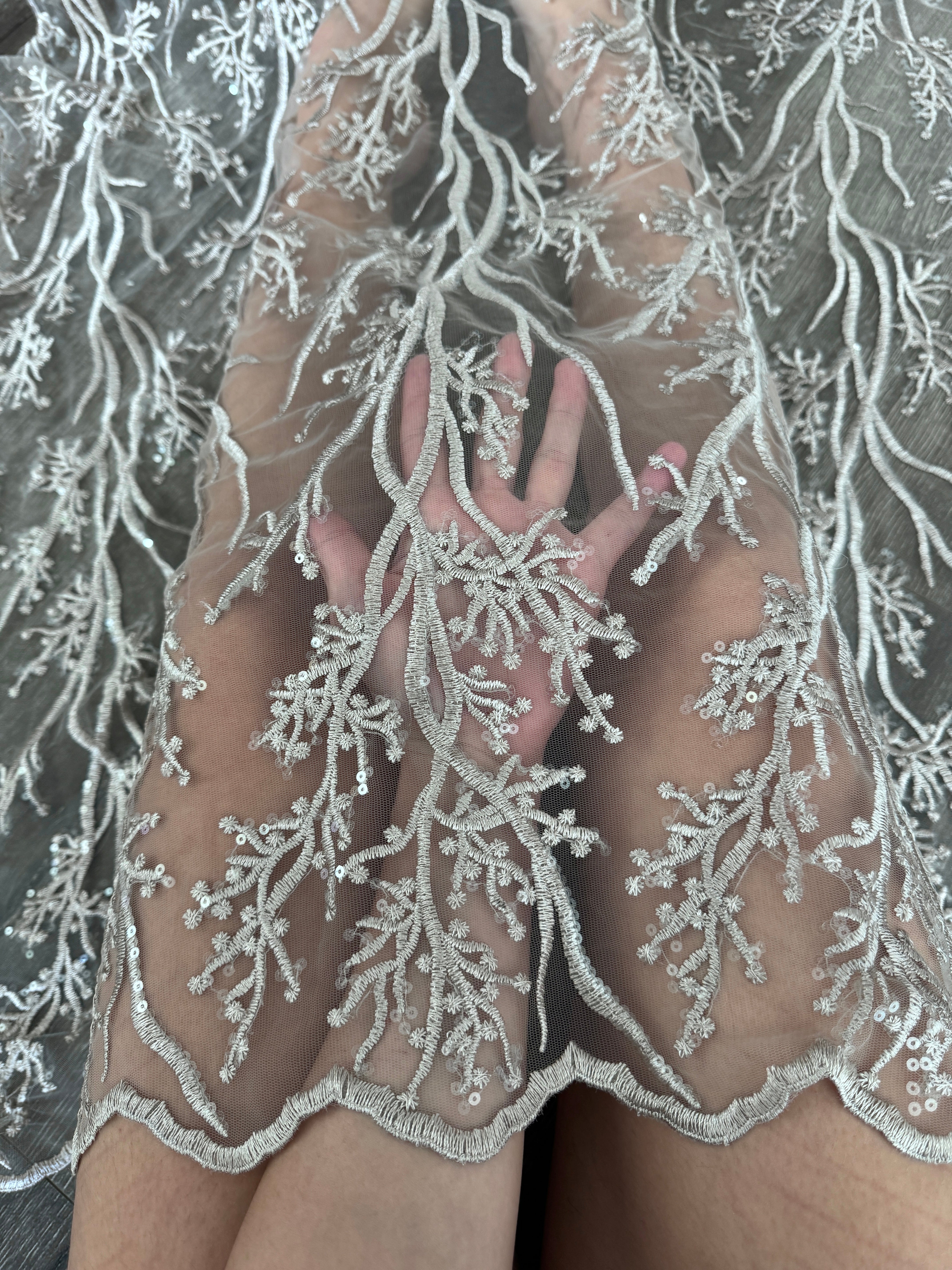 Silver Embroidered Branch Bridal Lace, dark silver Embroidered Branch Bridal Lace, light silver Embroidered Branch Bridal Lace, Embroidered Branch Bridal Lace for woman, Embroidered Branch Bridal Lace for bride, Embroidered Branch Bridal Lace on discount
