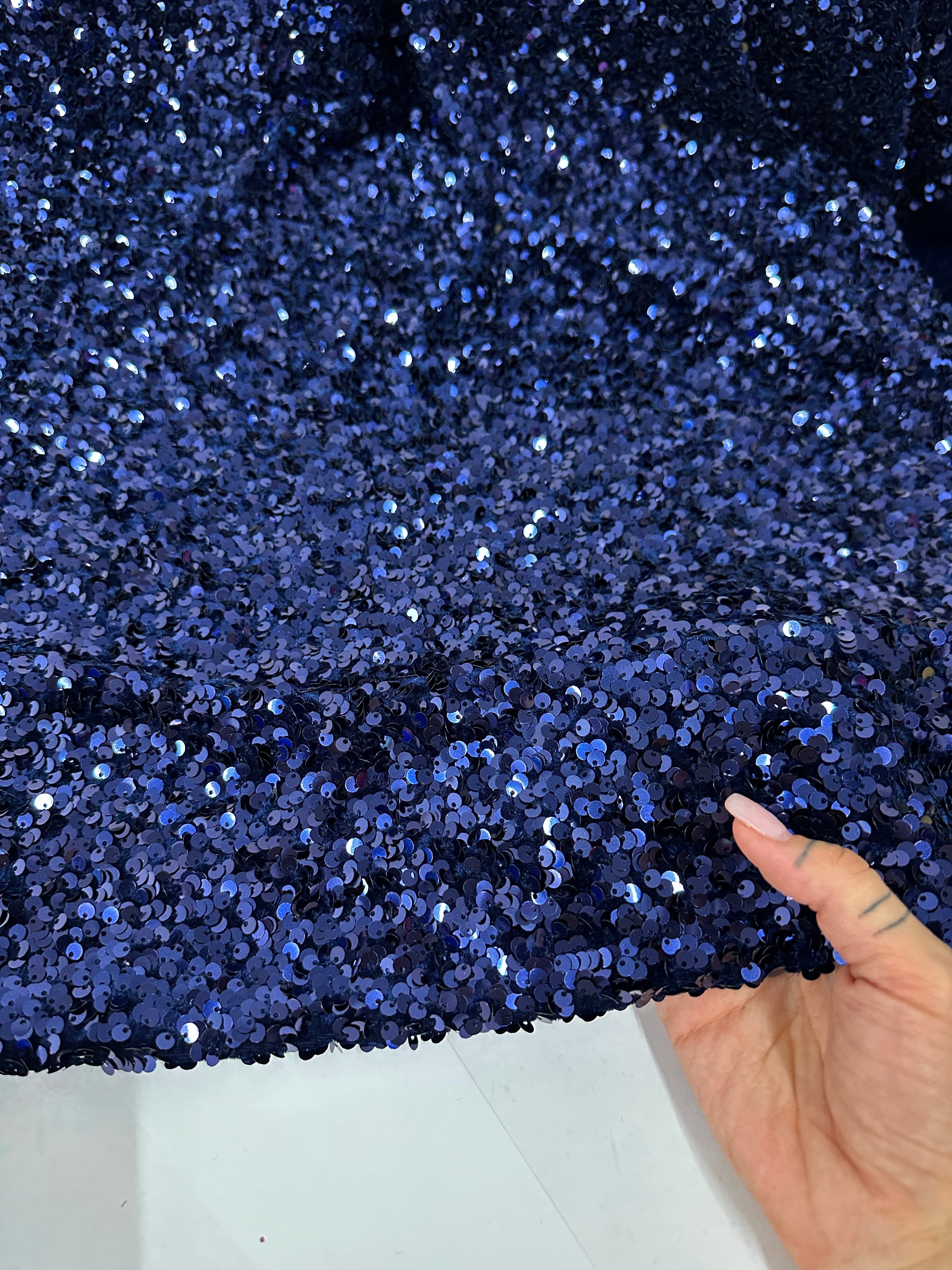 navy blue Sequin on Velvet, blue sequin on velvet, dark blue sequin on velvet, light blue sequin on velvet, velvet on discount, velvet on sale, buy velvet online, kikitextile velvet, premium velvet, velvet for gown, velvet for woman, velvet for bride