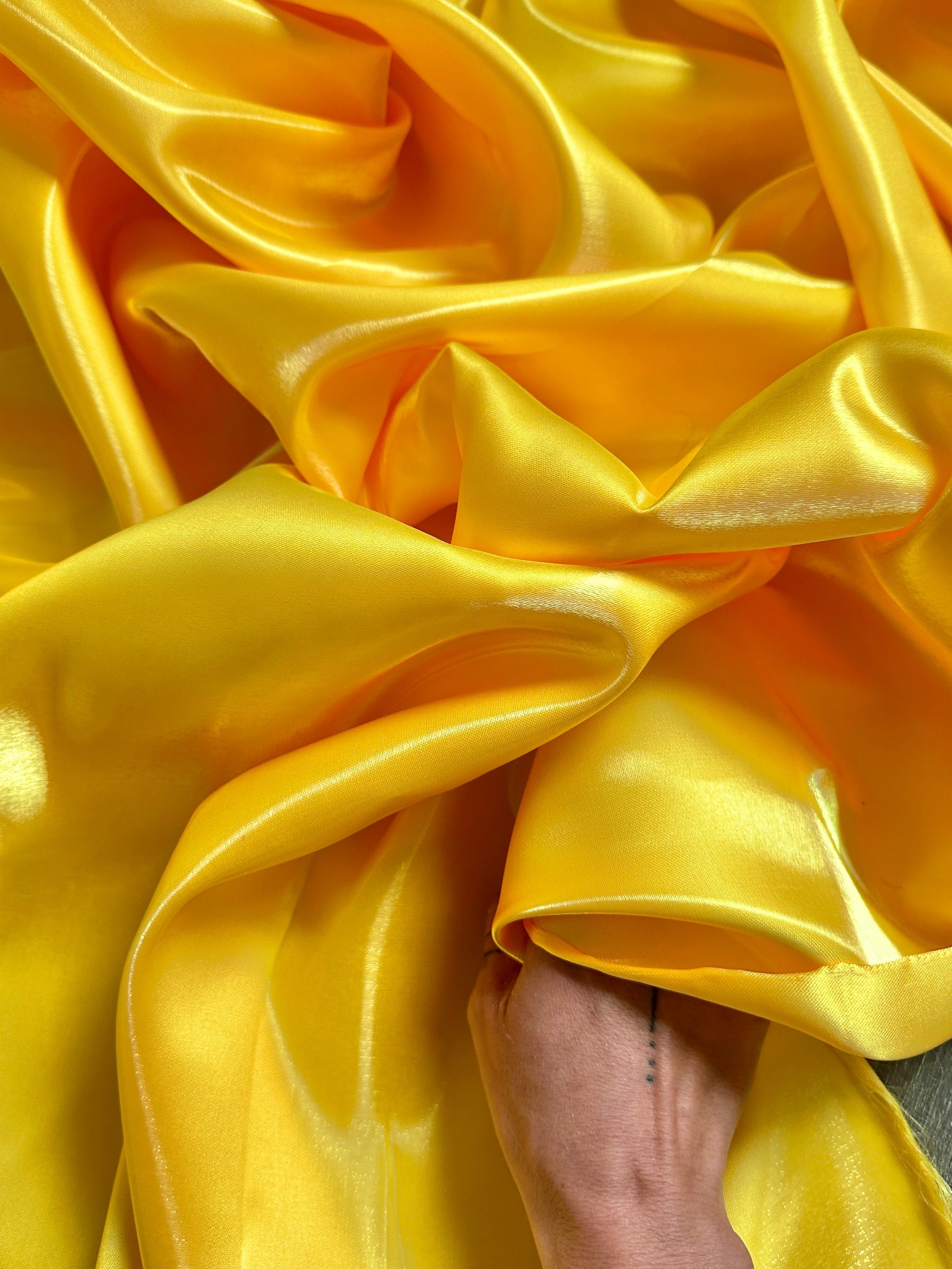Yellow Liquid Bridal Satin, Fabric Store, Sewing Store, Cheap Fabric Store, Kiki Textiles, Textile by the Yard