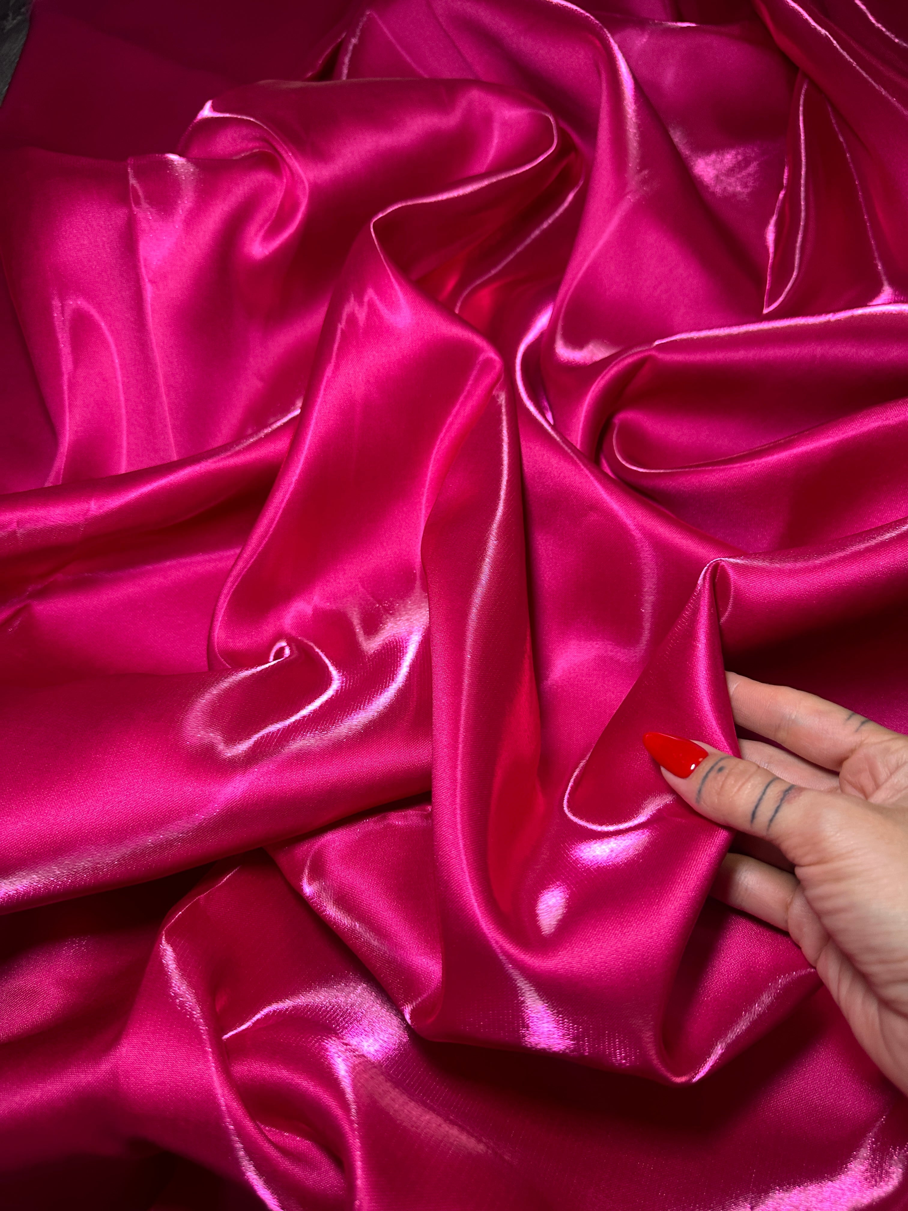 Fuchsia Liquid Satin, Luxury Silky Satin, Liquid Bridal Satin, Silky Satin, Premium Stretch Bridal Satin, Satin for Bride, Satin for Women, Satin in Low Price, Cheap Satin, Satin on Sale