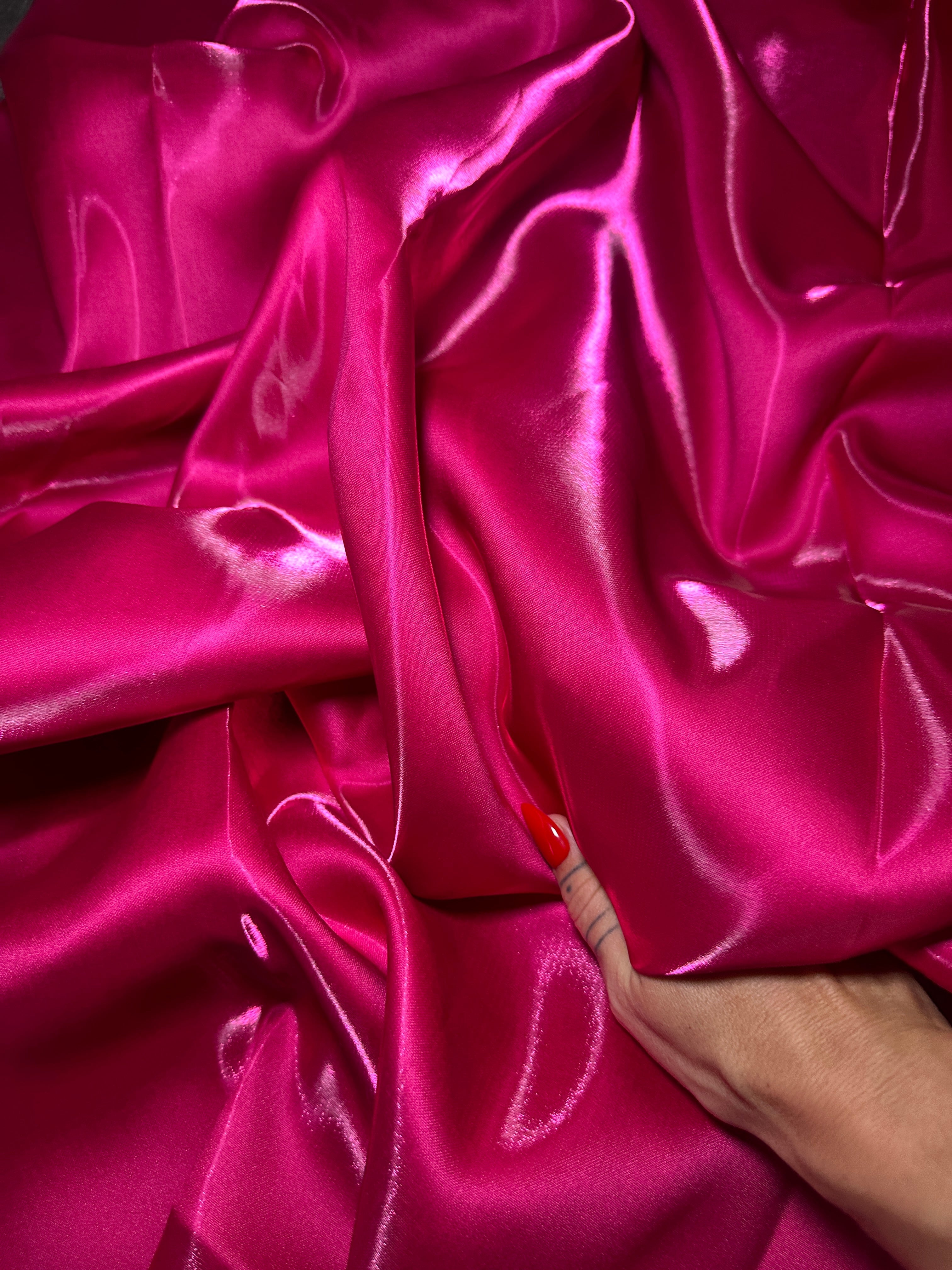 Fuchsia Liquid Bridal Satin, Fabric Store, Sewing Store, Cheap Fabric Store, Kiki Textiles, Textile by the Yard