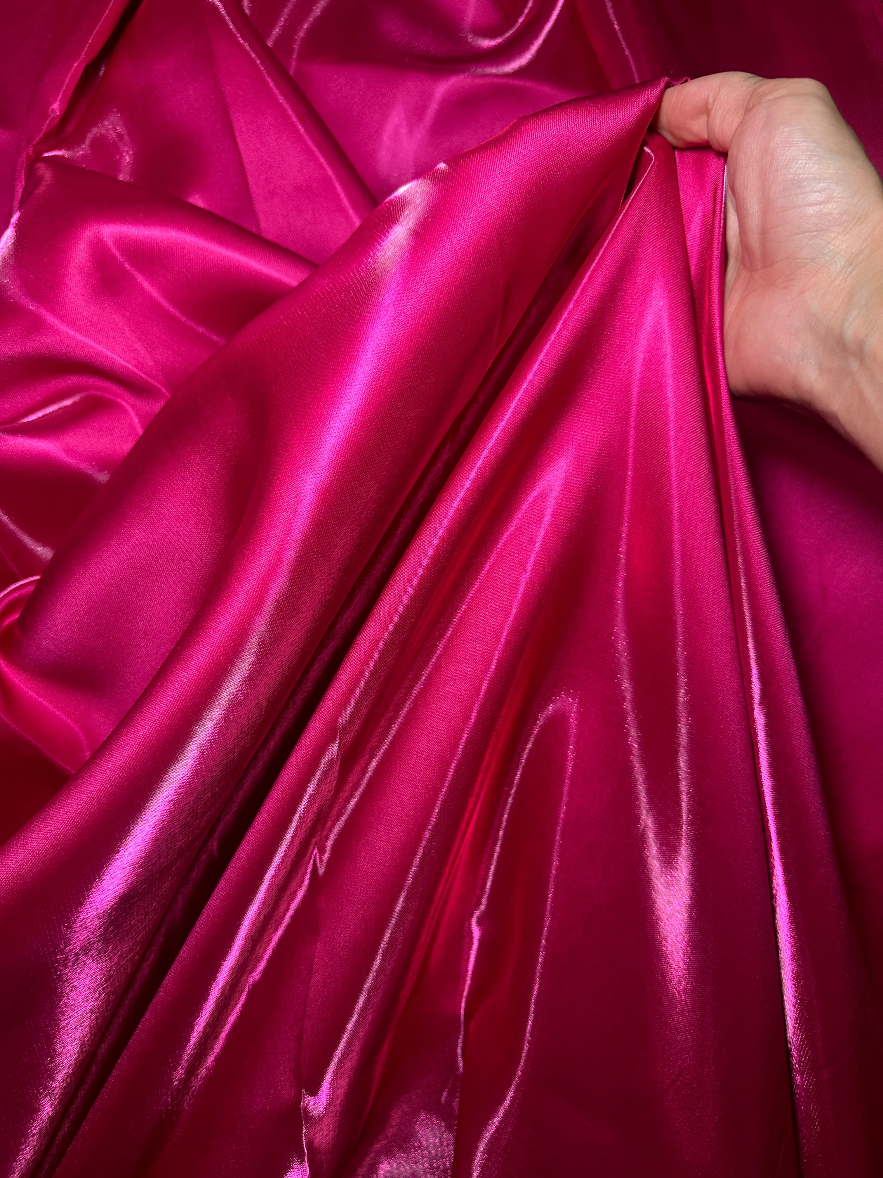 Fuchsia Liquid Satin, Luxury Silky Satin, Liquid Bridal Satin, Silky Satin, Premium Stretch Bridal Satin, Satin for Bride, Satin for Women, Satin in Low Price, Cheap Satin, Satin on Sale