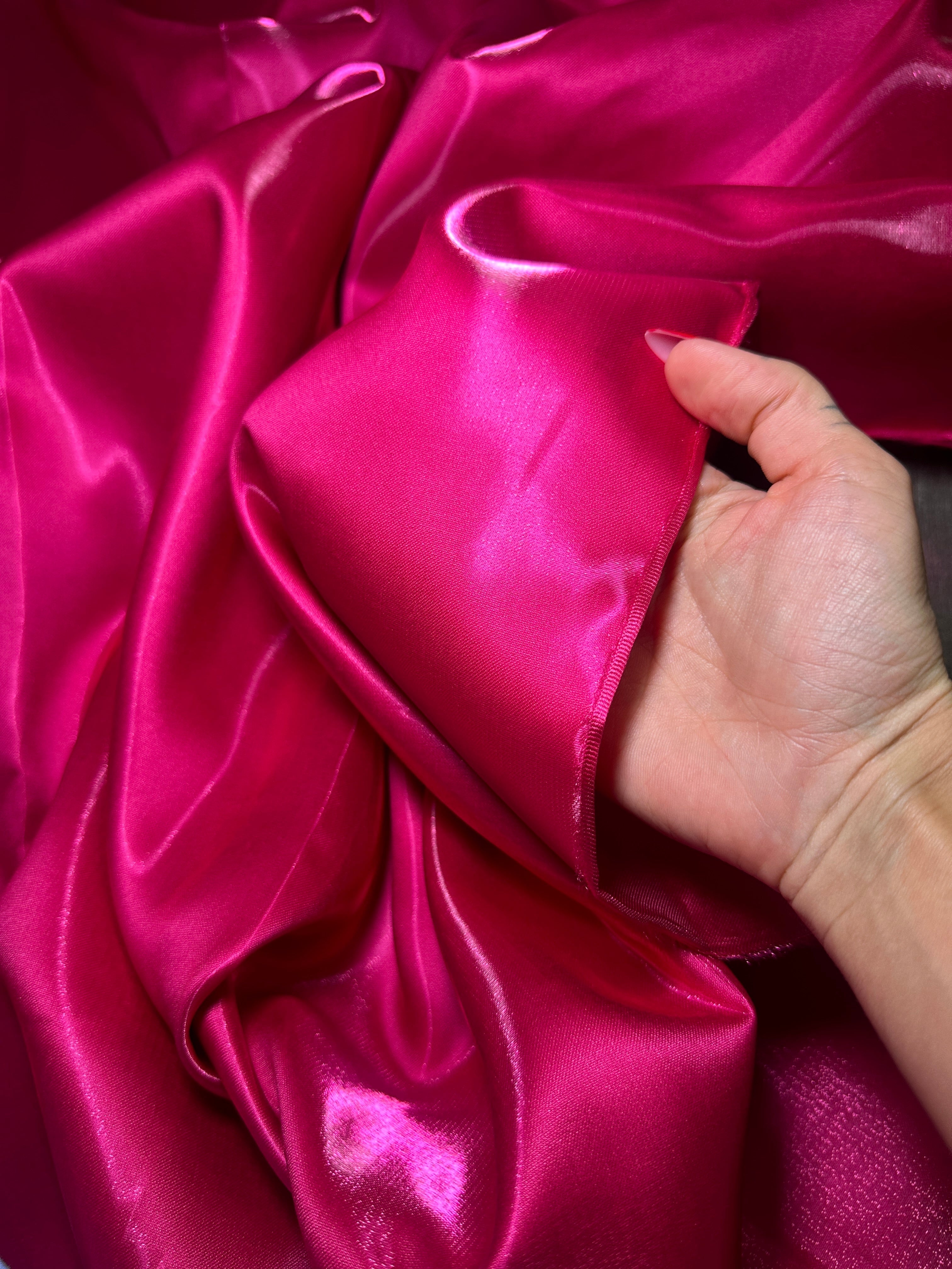 Fuchsia Liquid Bridal Satin, Fabric Store, Sewing Store, Cheap Fabric Store, Kiki Textiles, Textile by the Yard