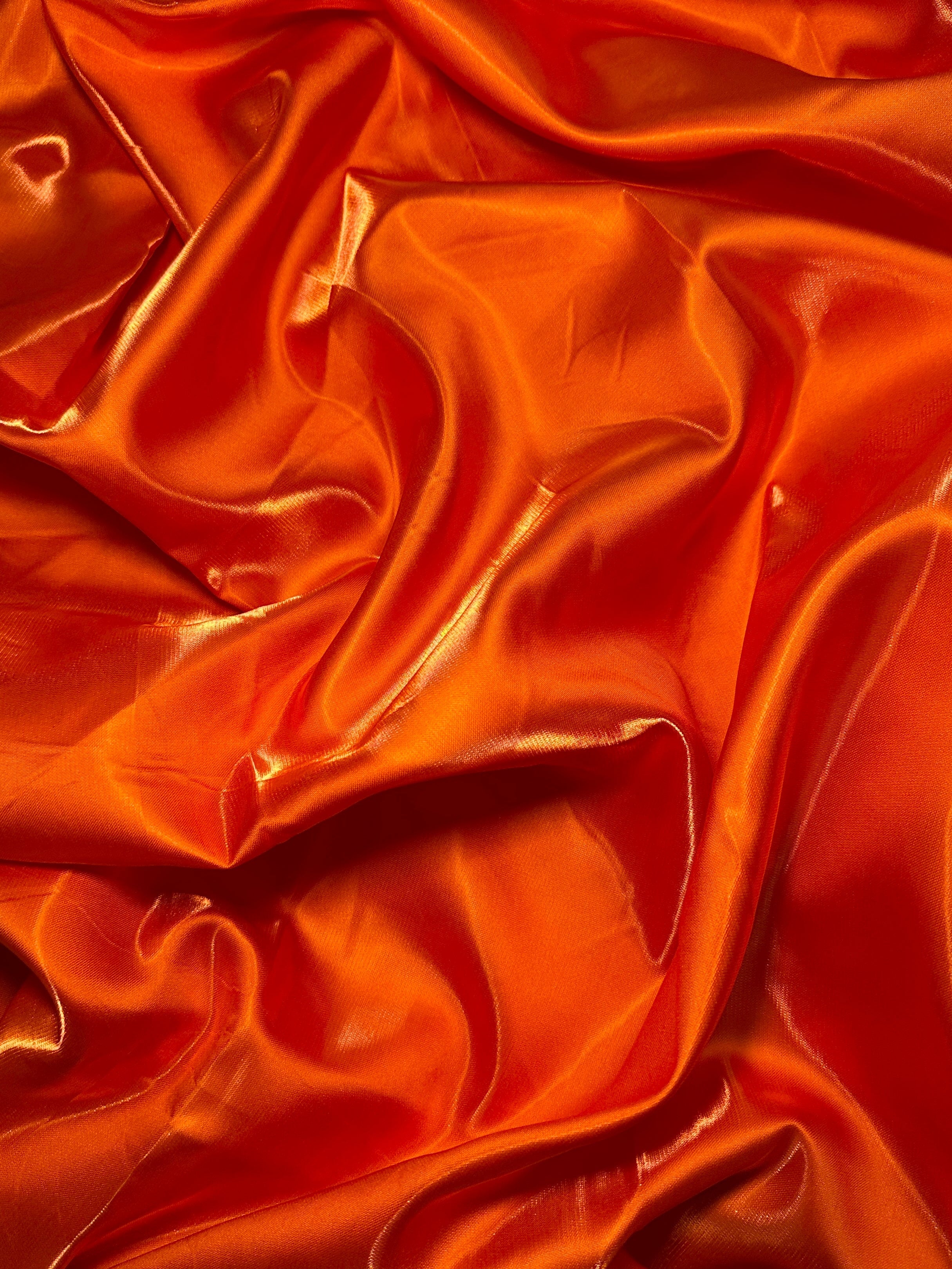 Orange Liquid Bridal Satin, Luxury Silky Satin, Liquid Bridal Satin, Silky Satin, Premium Stretch Bridal Satin, Satin for Bride, Satin for Women, Satin in Low Price, Cheap Satin, Satin on Sale