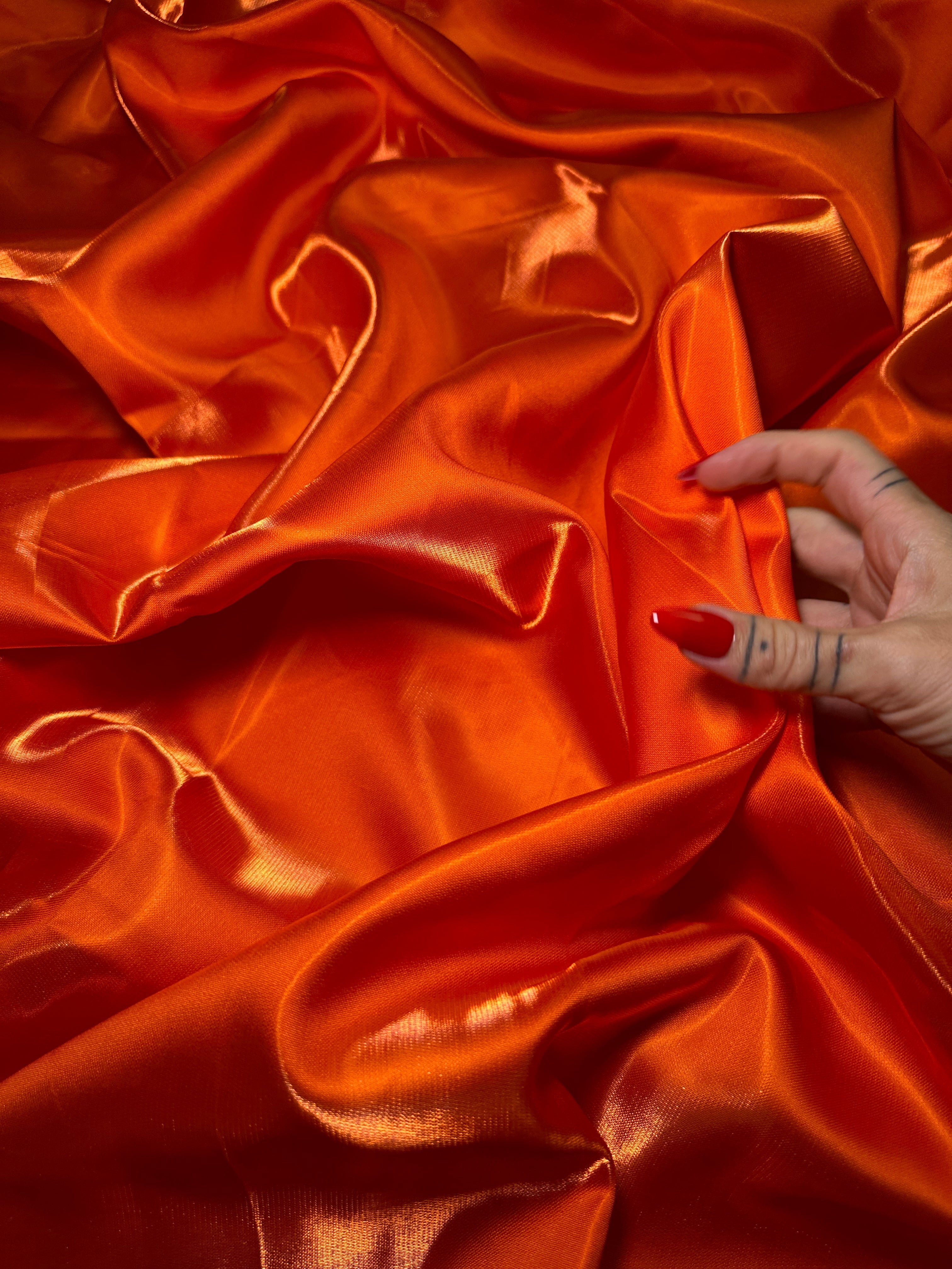 Orange Liquid Bridal Satin, Fabric Store, Sewing Store, Cheap Fabric Store, Kiki Textiles, Textile by the Yard