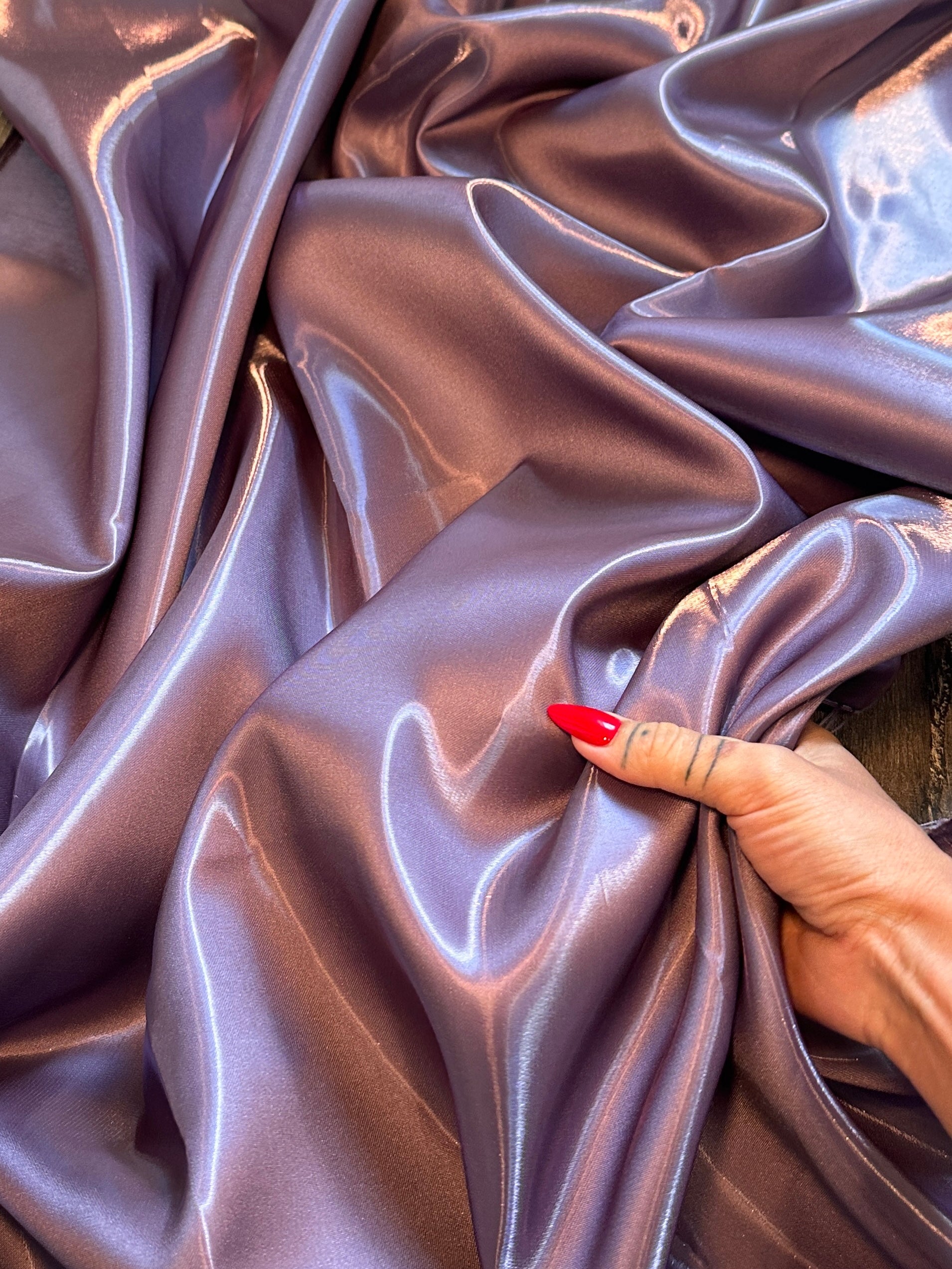 Eggplant Liquid Bridal Satin, Fabric Store, Sewing Store, Cheap Fabric Store, Kiki Textiles, Textile by the Yard