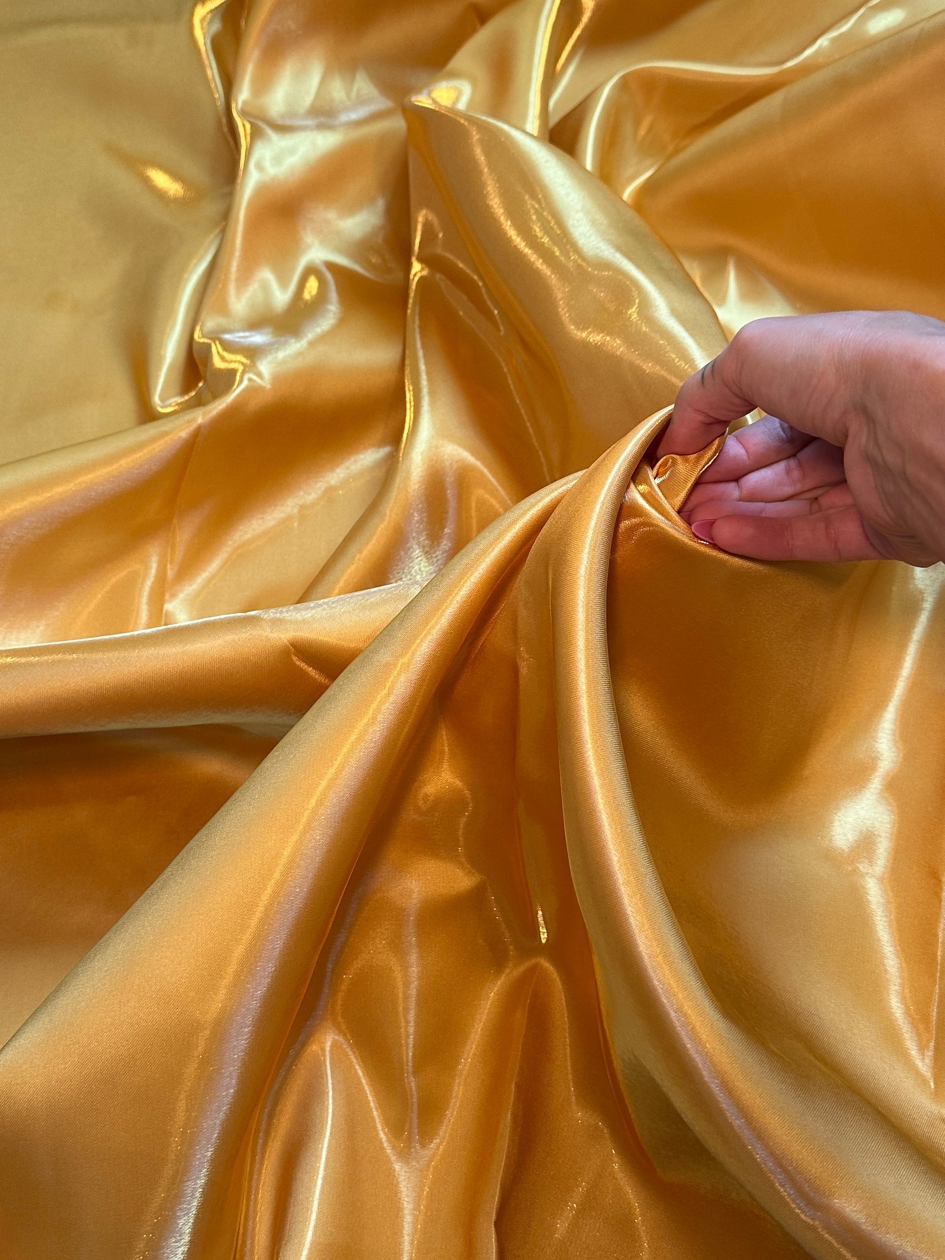 Deep Gold Liquid Bridal Satin, Luxury Silky Satin, Liquid Bridal Satin, Silky Satin, Premium Stretch Bridal Satin, Satin for Bride, Satin for Women, Satin in Low Price, Cheap Satin, Satin on Sale
