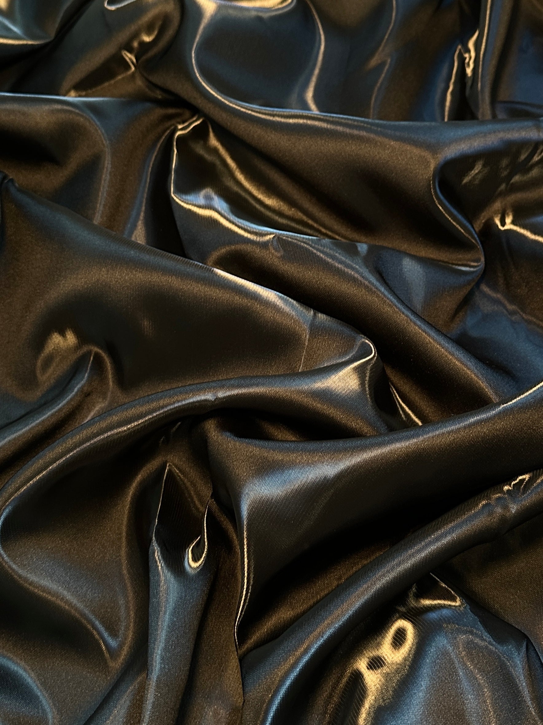 Black Liquid Bridal Satin, Fabric Store, Sewing Store, Cheap Fabric Store, Kiki Textiles, Textile by the Yard