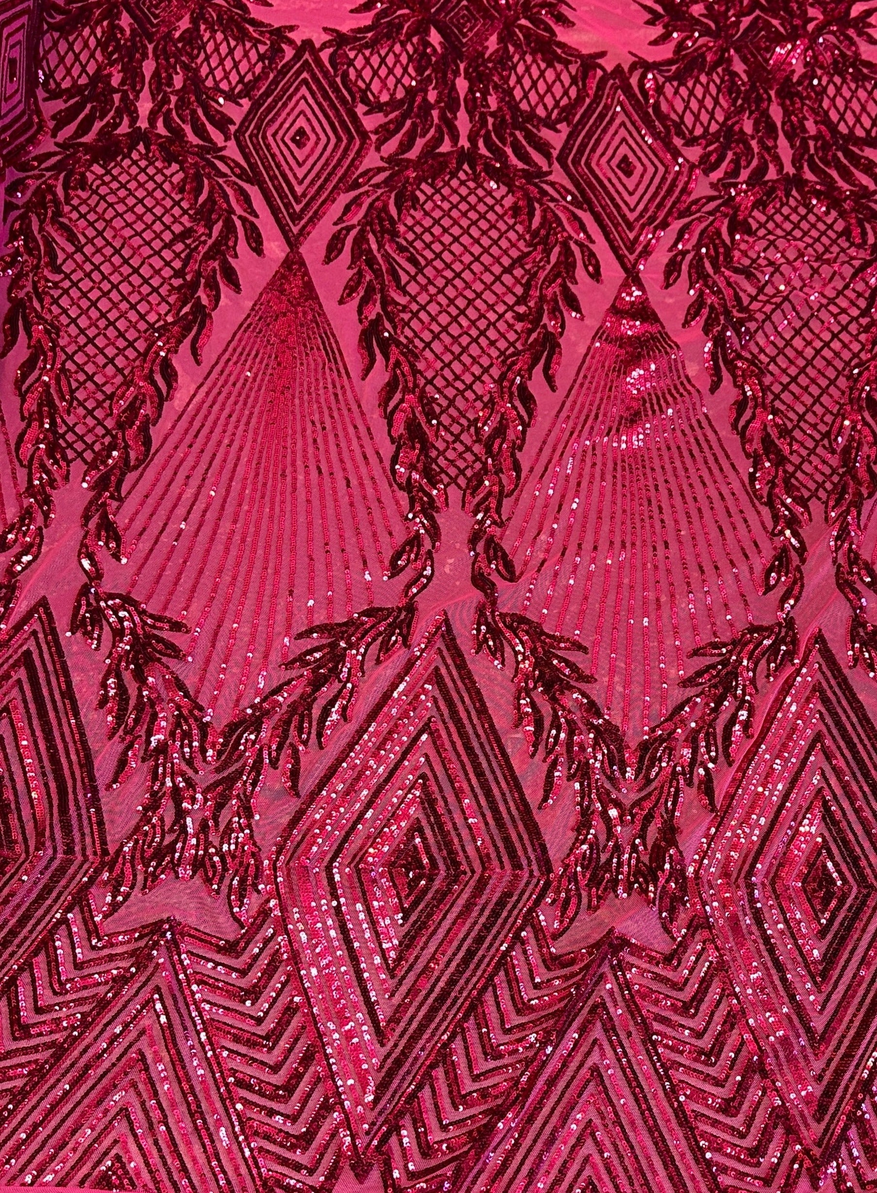fuchsia Embroidered Curlicue Sequins on Mesh Lace, dark pink sequin on mesh, light pink sequin on mesh, sequin on mesh for woman, sequin on mesh for bride, sequin on mesh on sale, sequin on mesh on discount