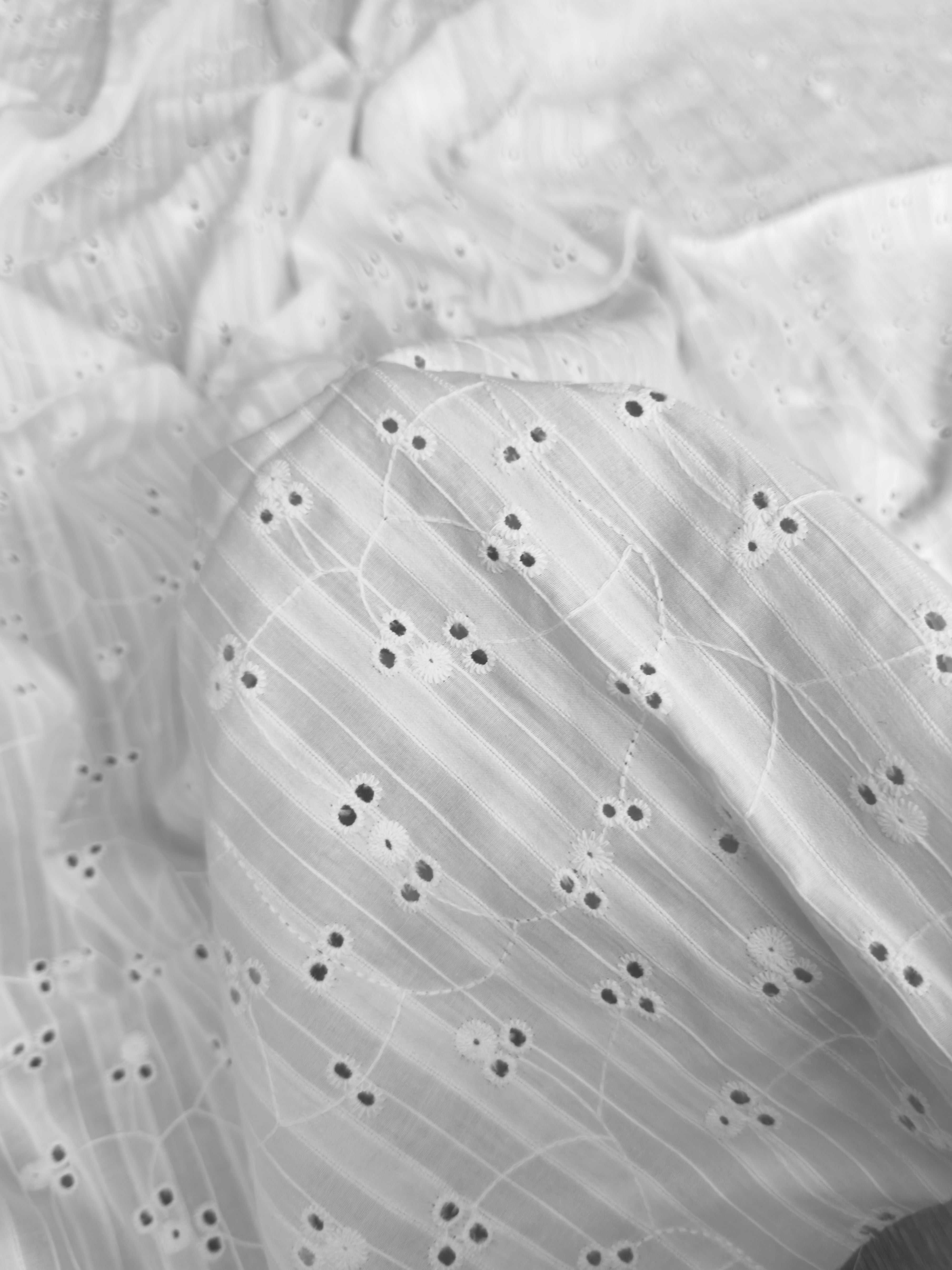 White Embroidered Floral Cotton Eyelet, Organic cotton, Breathable fabric, Lightweight fabric, Fair trade cotton, Cotton yarn, eyelet fabric, Cotton fashion