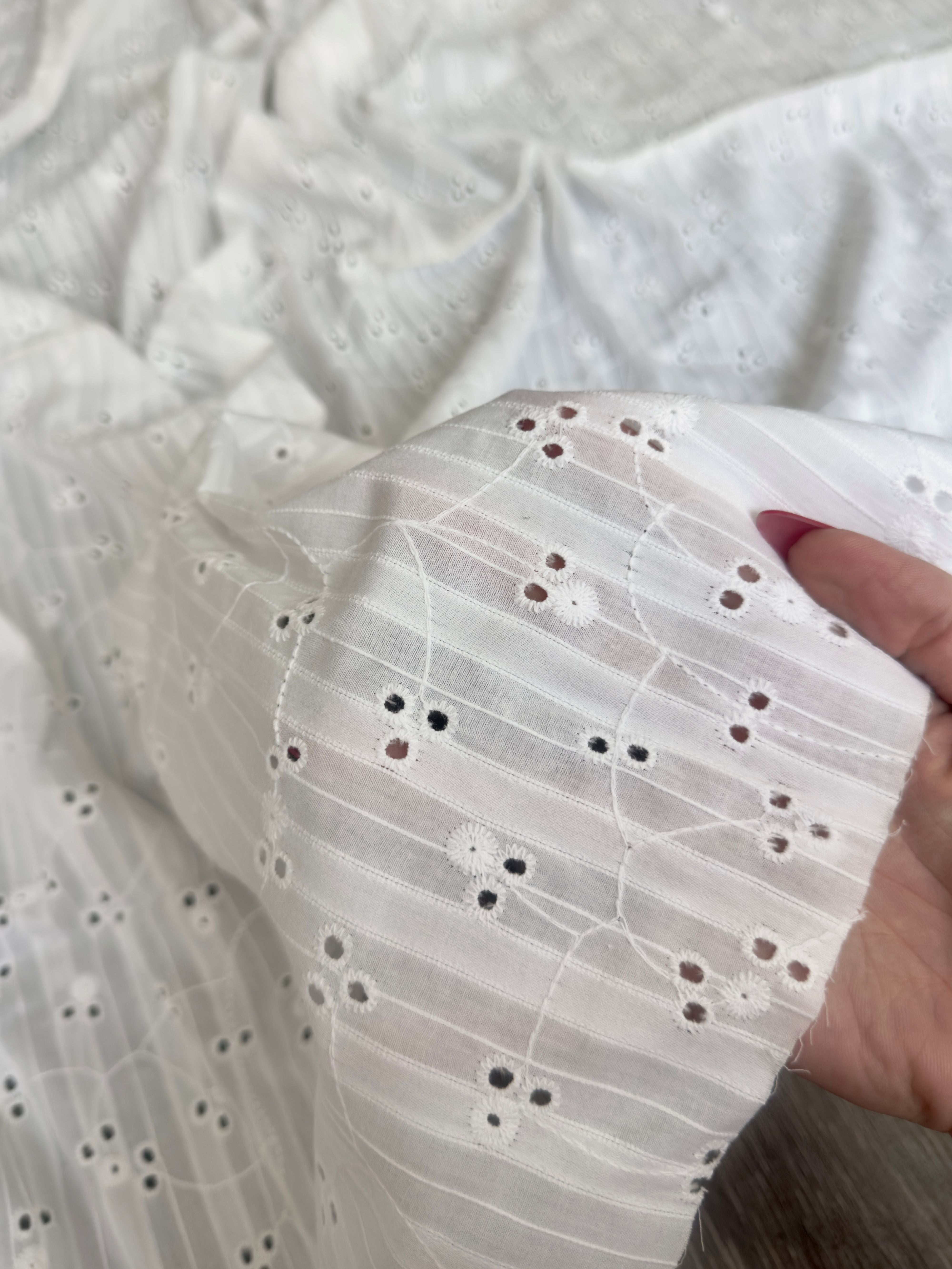 White Embroidered Floral Cotton Eyelet, Fabric Store, Sewing Store, Cheap Fabric Store, Kiki Textiles, Textile by the Yard