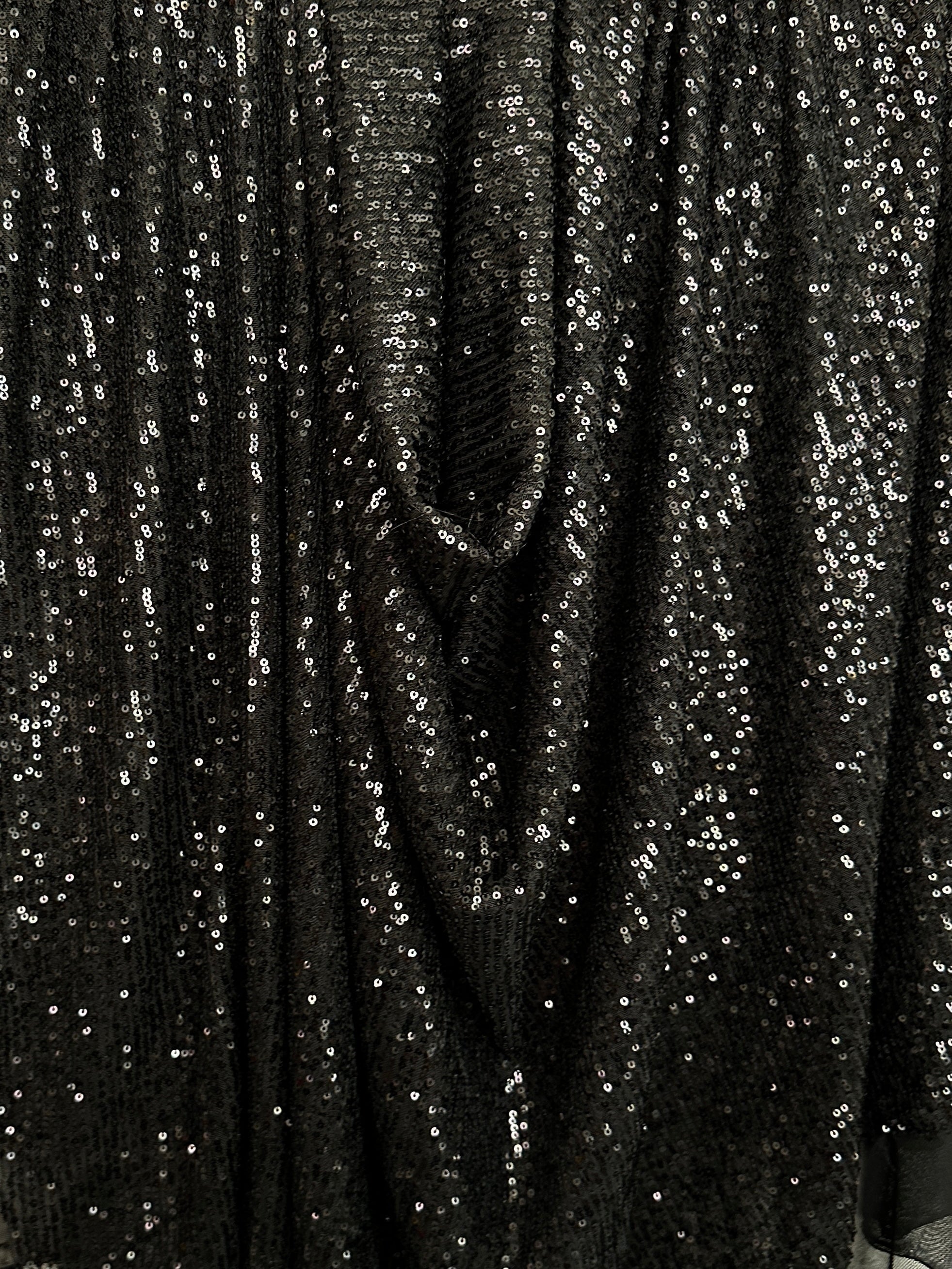 black super stretch sequin on mesh, dark grey sequin on mesh, jet black sequin on mesh, sequin on mesh for woman, sequin on mesh for bride, sequin on mesh on discount, sequin on mesh on sale, premium sequin on mesh, kiki textile sequin on mesh, sequin on mesh for party wear