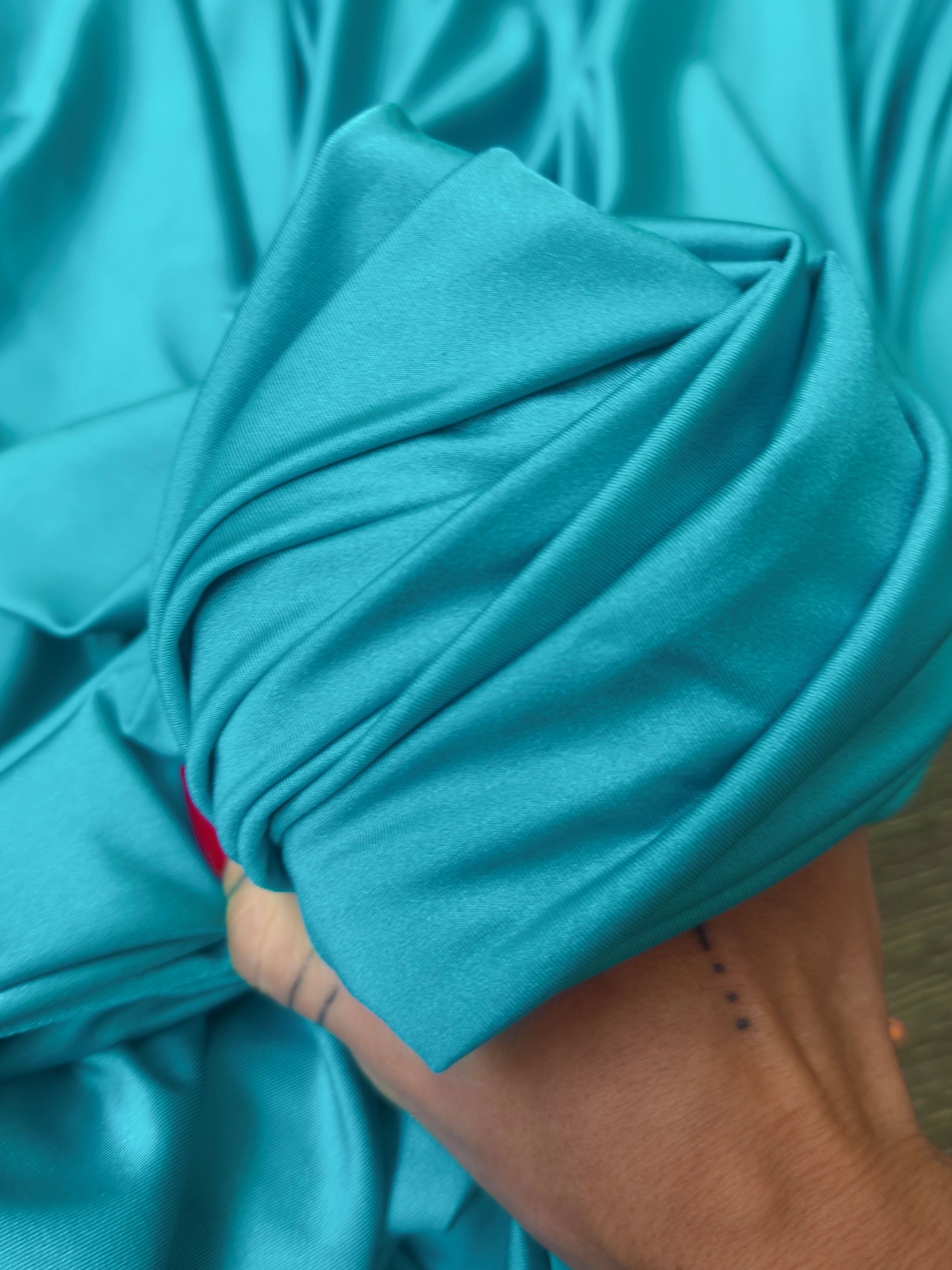 Turquoise Lulu Yoga Nylon Spandex, Turquoise Lulu Spandex, Nylon Spandex, Shiny Spandex, Stretch Fabric, 4 way stretch fabric, Fabric on Sale, Activewear Fabric, Polyester Fabric