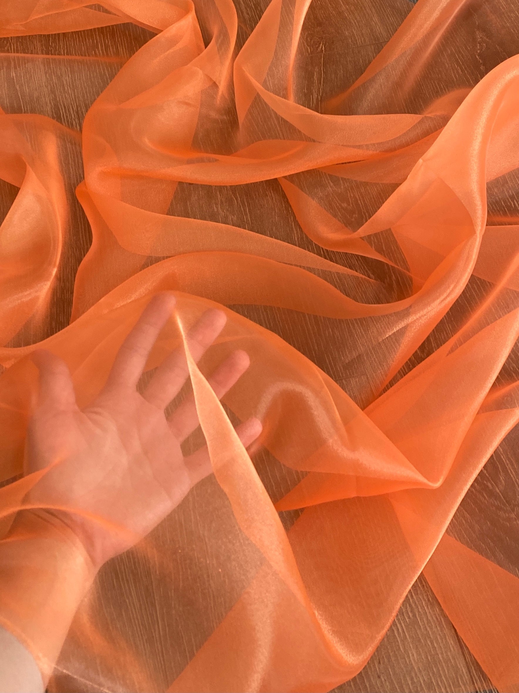 orange crystal chiffon, crystal chiffon for woman, chiffon for bride, premium chiffon, chiffon in low price, chiffon for party wear, chiffon for gown