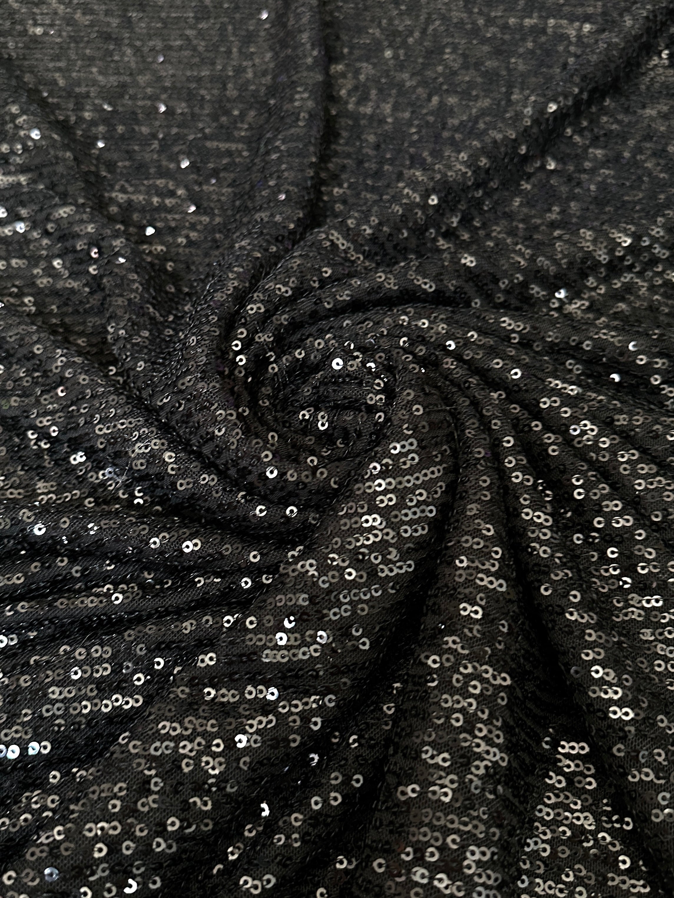 black super stretch sequin on mesh, dark grey sequin on mesh, jet black sequin on mesh, sequin on mesh for woman, sequin on mesh for bride, sequin on mesh on discount, sequin on mesh on sale, premium sequin on mesh, kiki textile sequin on mesh, sequin on mesh for party wear
