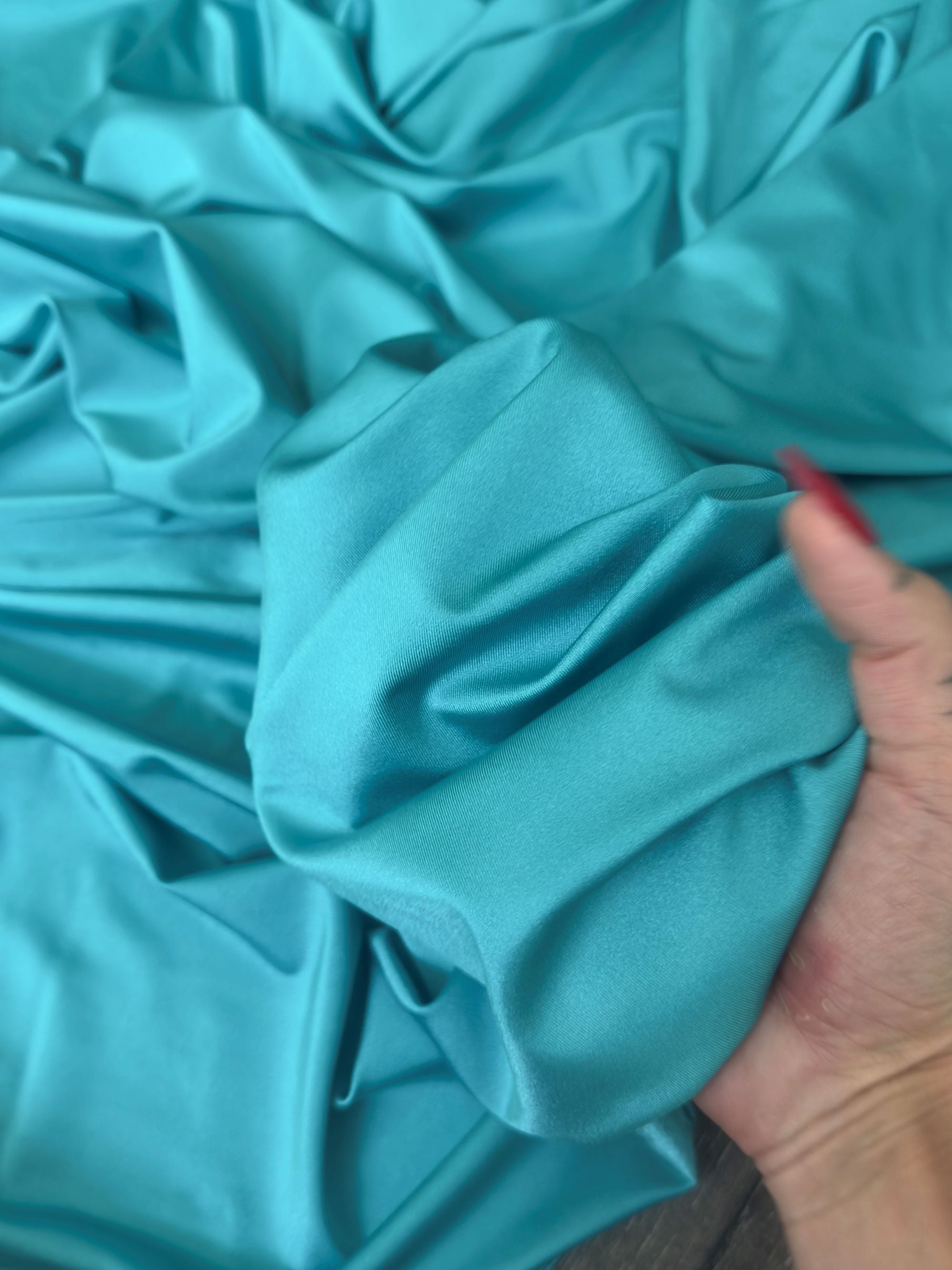 Turquoise Lulu Yoga Nylon Spandex, Turquoise Lulu Spandex, Nylon Spandex, Shiny Spandex, Stretch Fabric, 4 way stretch fabric, Fabric on Sale, Activewear Fabric, Polyester Fabric