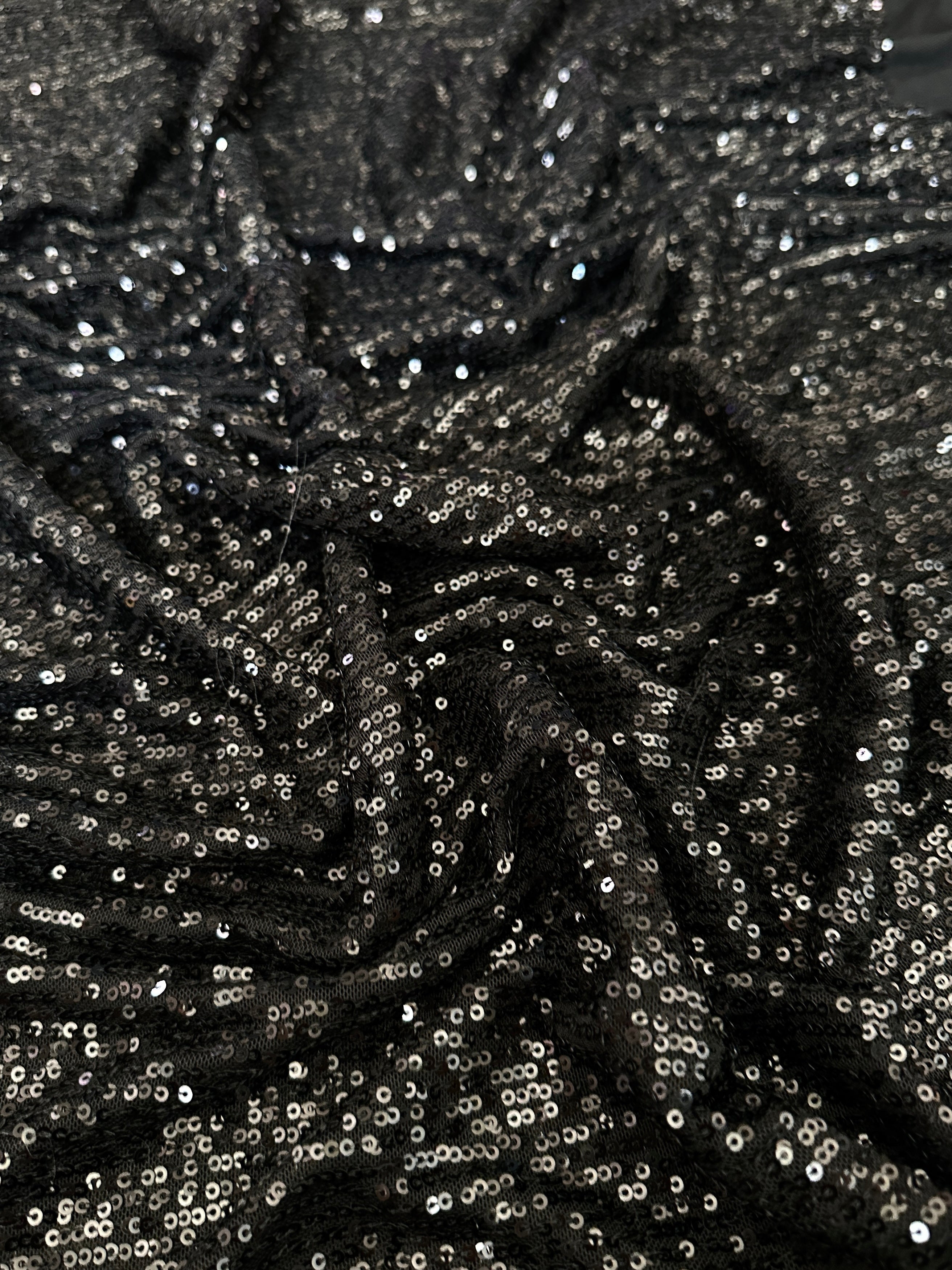 black super stretch sequin on mesh, dark grey sequin on mesh, jet black sequin on mesh, sequin on mesh for woman, sequin on mesh for bride, sequin on mesh on discount, sequin on mesh on sale, premium sequin on mesh, kiki textile sequin on mesh, sequin on mesh for party wear