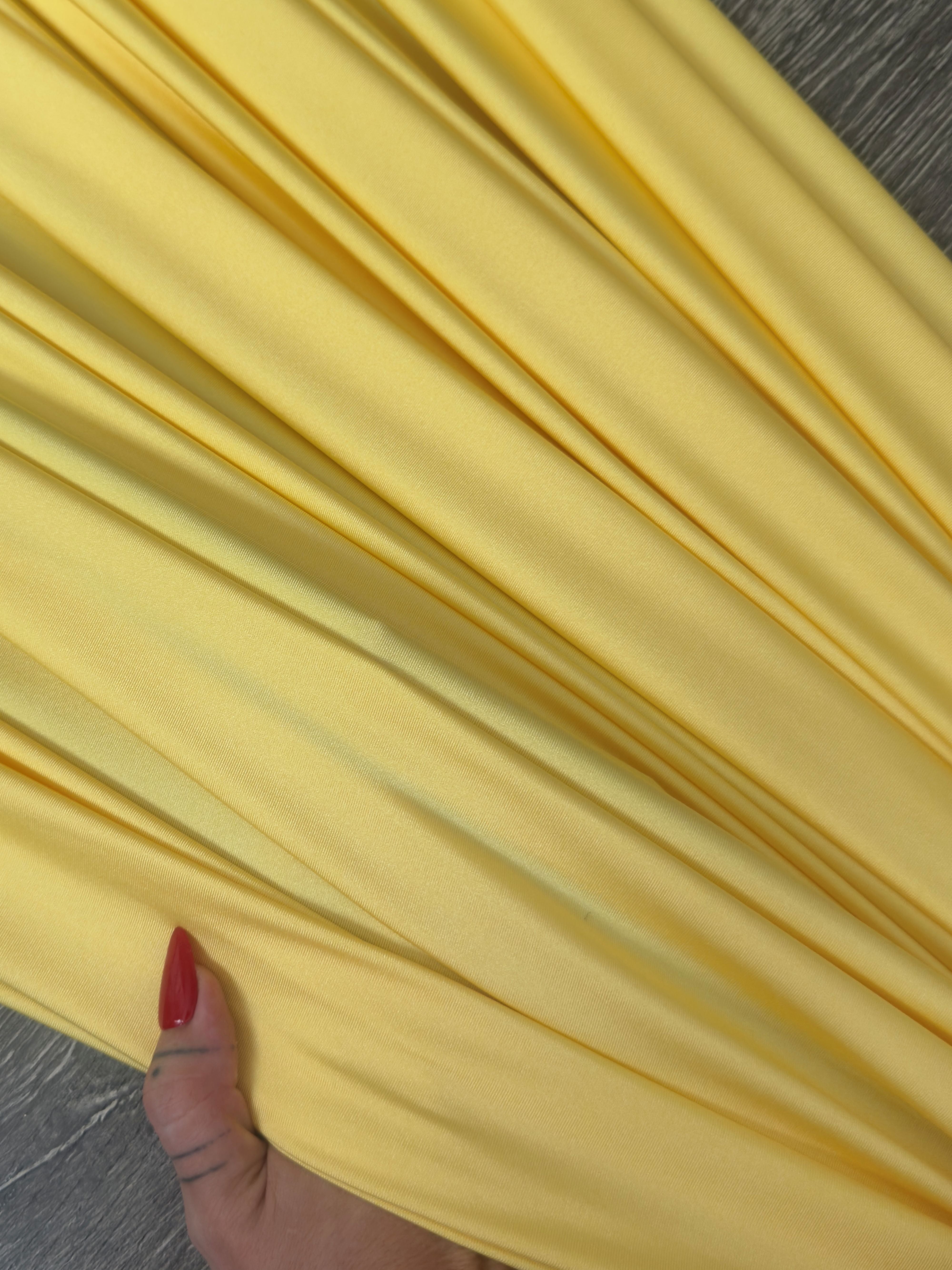 Banana Yellow Lulu Yoga Nylon Spandex, Banana Yellow Lulu Spandex, Nylon Spandex, Shiny Spandex, Stretch Fabric, 4 way stretch fabric, Fabric on Sale, Activewear Fabric, Polyester Fabric