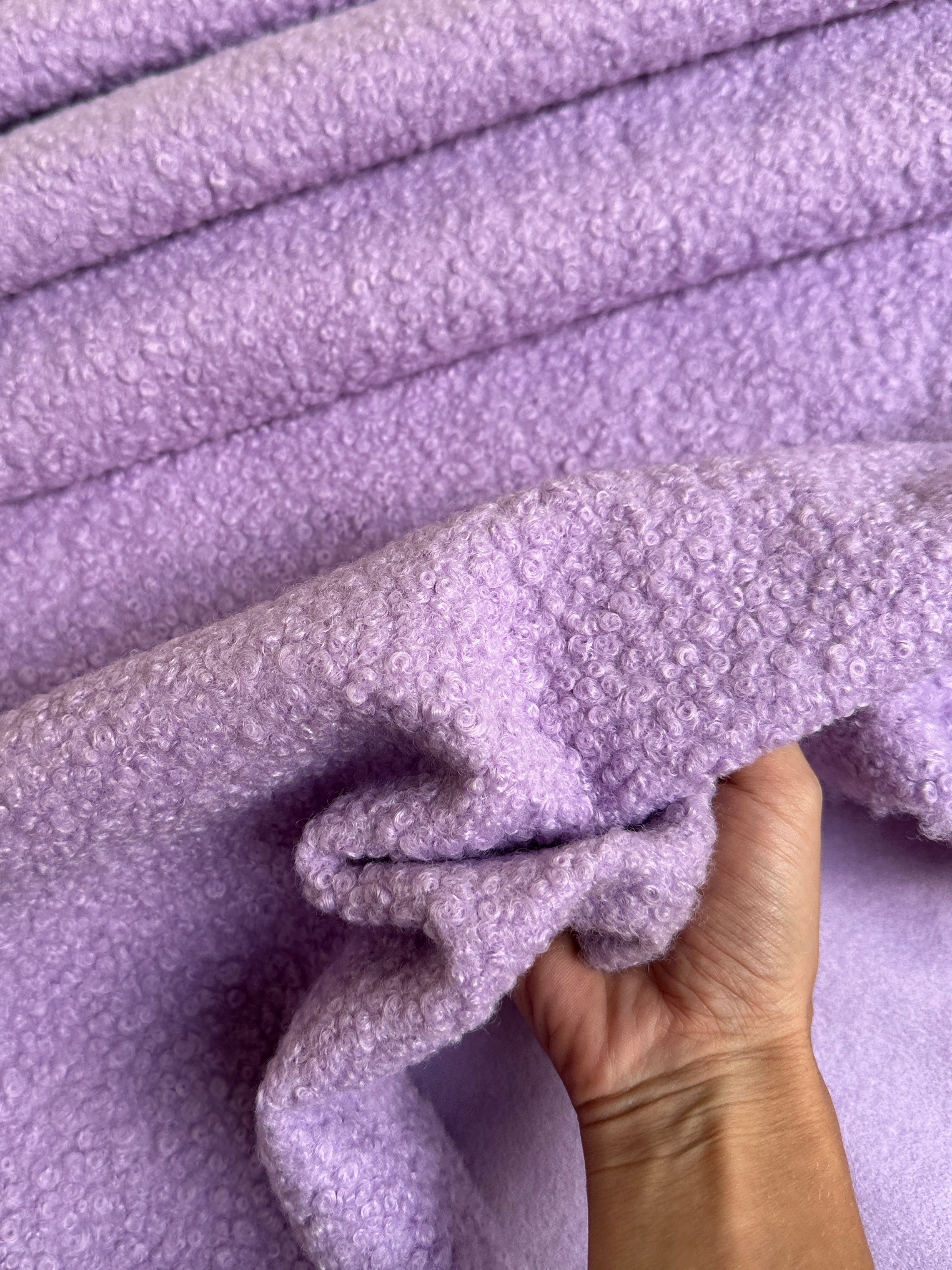 lavender Lamb Premium Faux Wool, light purple Faux Wool, purple Faux Wool, Faux Wool for jacket, premium Faux Wool, Faux Wool for winter, winter collection, Faux Wool on sale, Faux Wool in low price