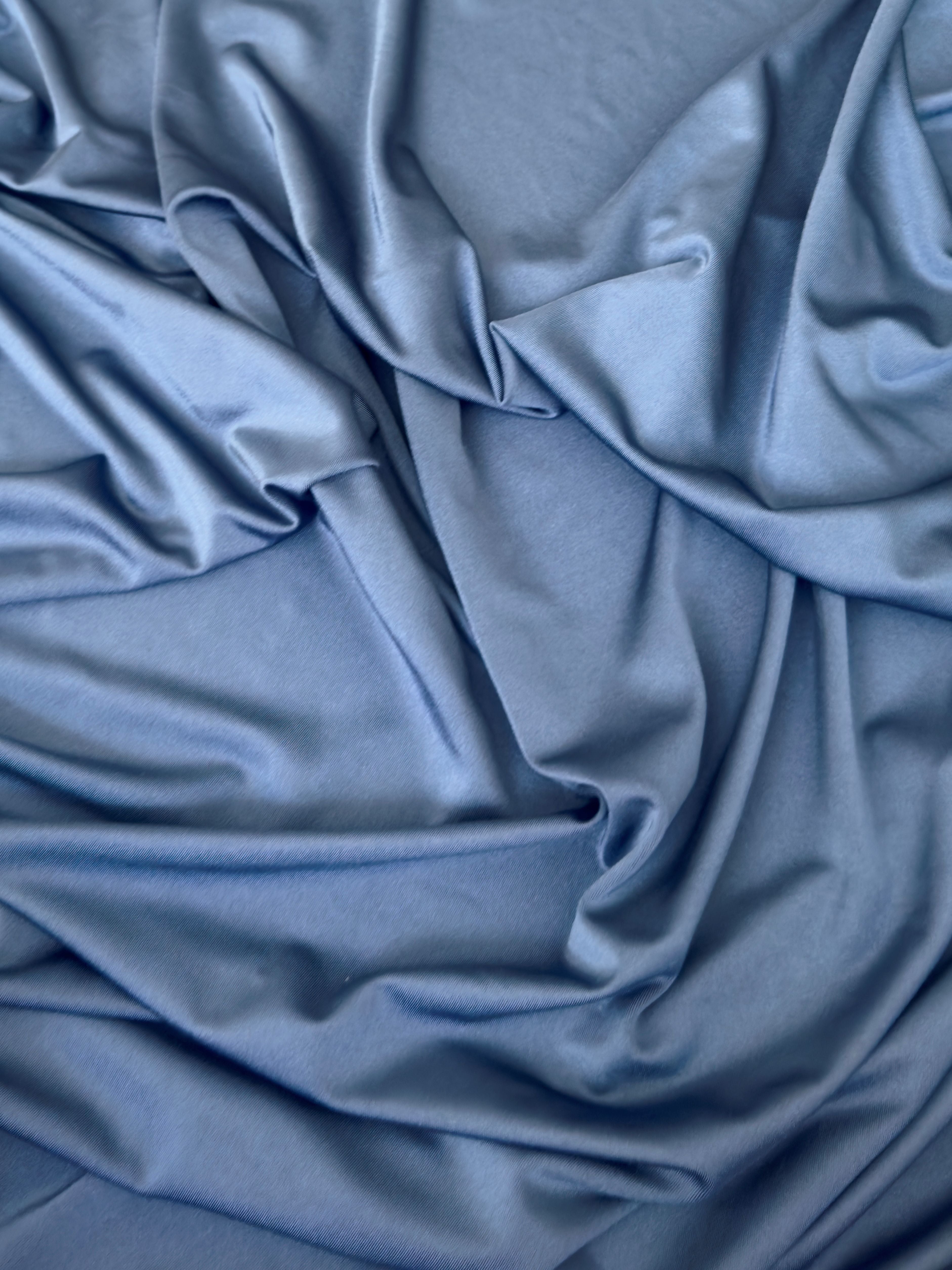 Denim Blue Lulu Yoga Nylon Spandex, Denim Blue Lulu Spandex, Nylon Spandex, Shiny Spandex, Stretch Fabric, 4 way stretch fabric, Fabric on Sale, Activewear Fabric, Polyester Fabric