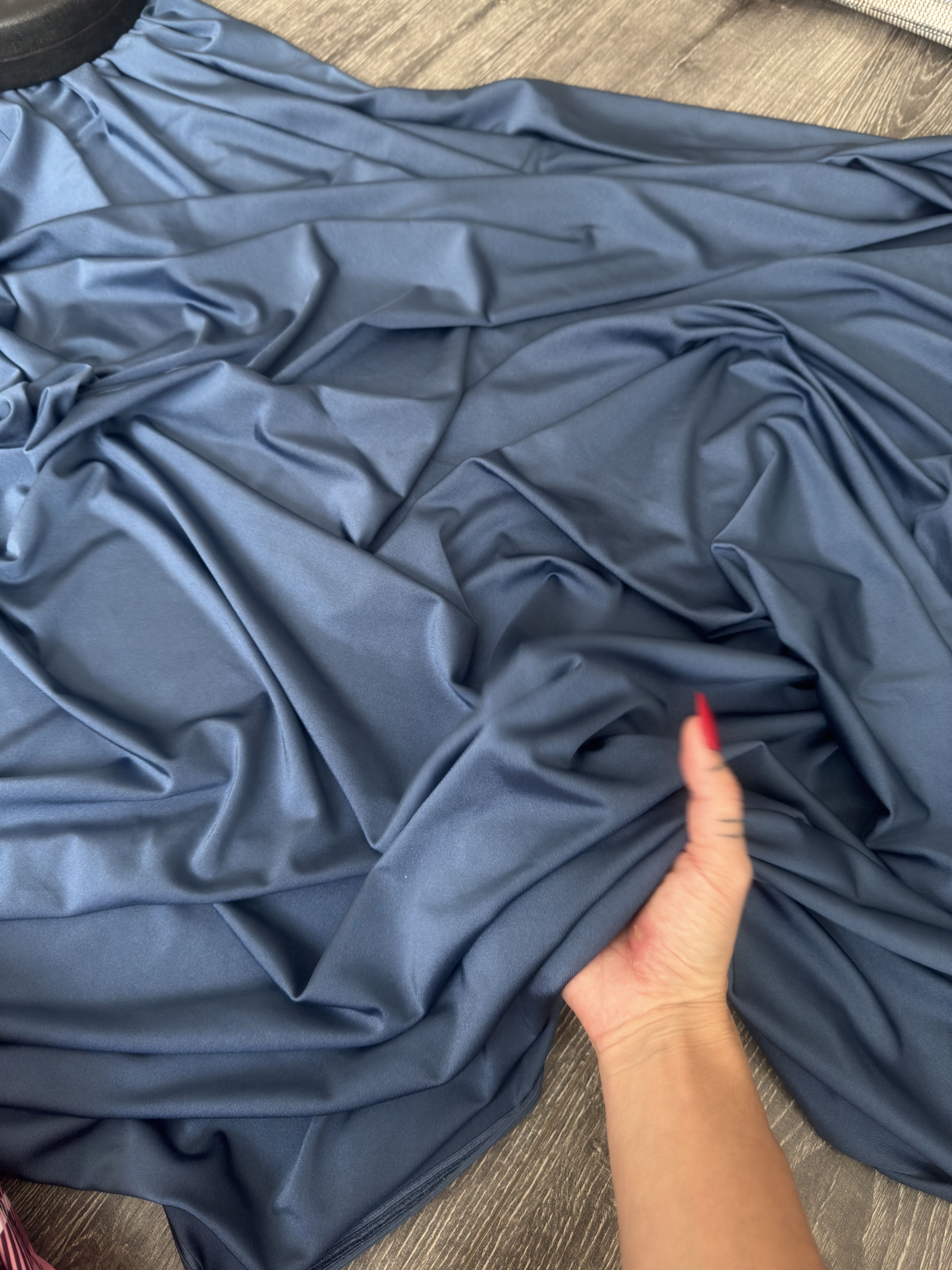 Denim Blue Lulu Yoga Nylon Spandex, Fabric Store, Sewing Store, Cheap Fabric Store, Kiki Textiles, Textile by the Yard