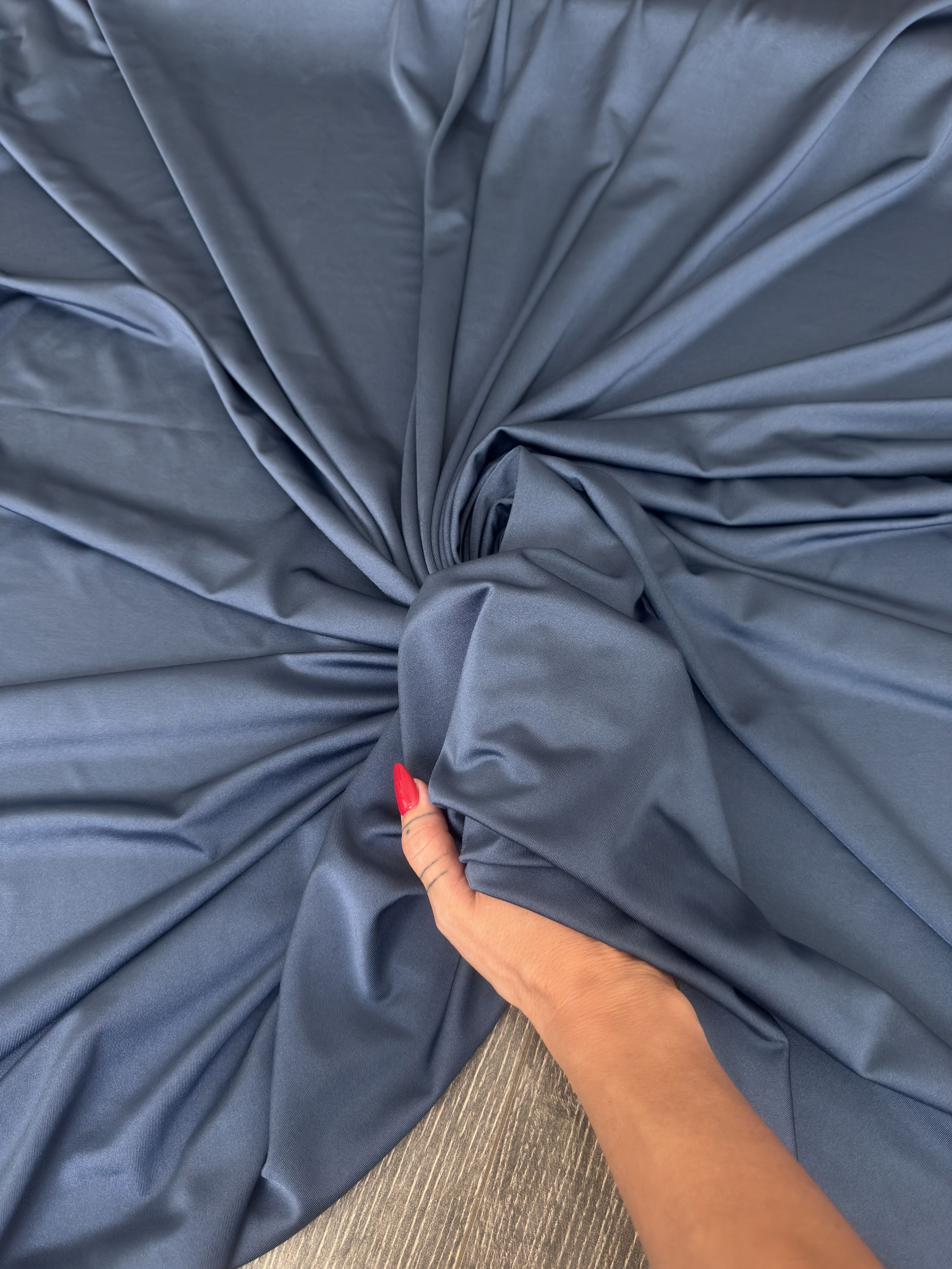 Denim Blue Lulu Yoga Nylon Spandex, Fabric Store, Sewing Store, Cheap Fabric Store, Kiki Textiles, Textile by the Yard