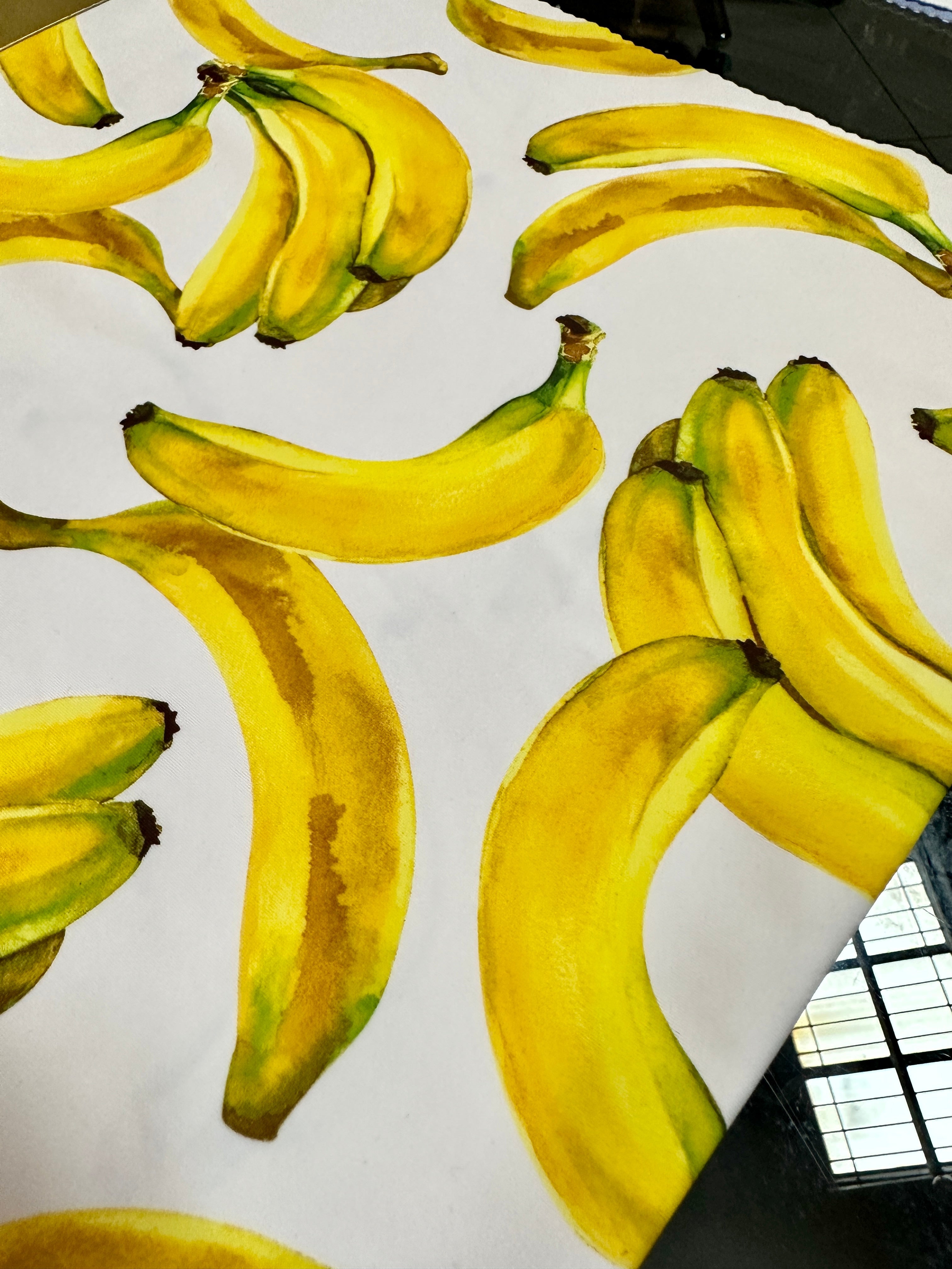 banana print fabric, banana white nylon spandex, printed spandex fabric, spandex for legging, fabric for dancewear, kikitextiles, printed fabric, spandex store usa, spandex for woman, spandex on sale, spandex on discount, premium spandex