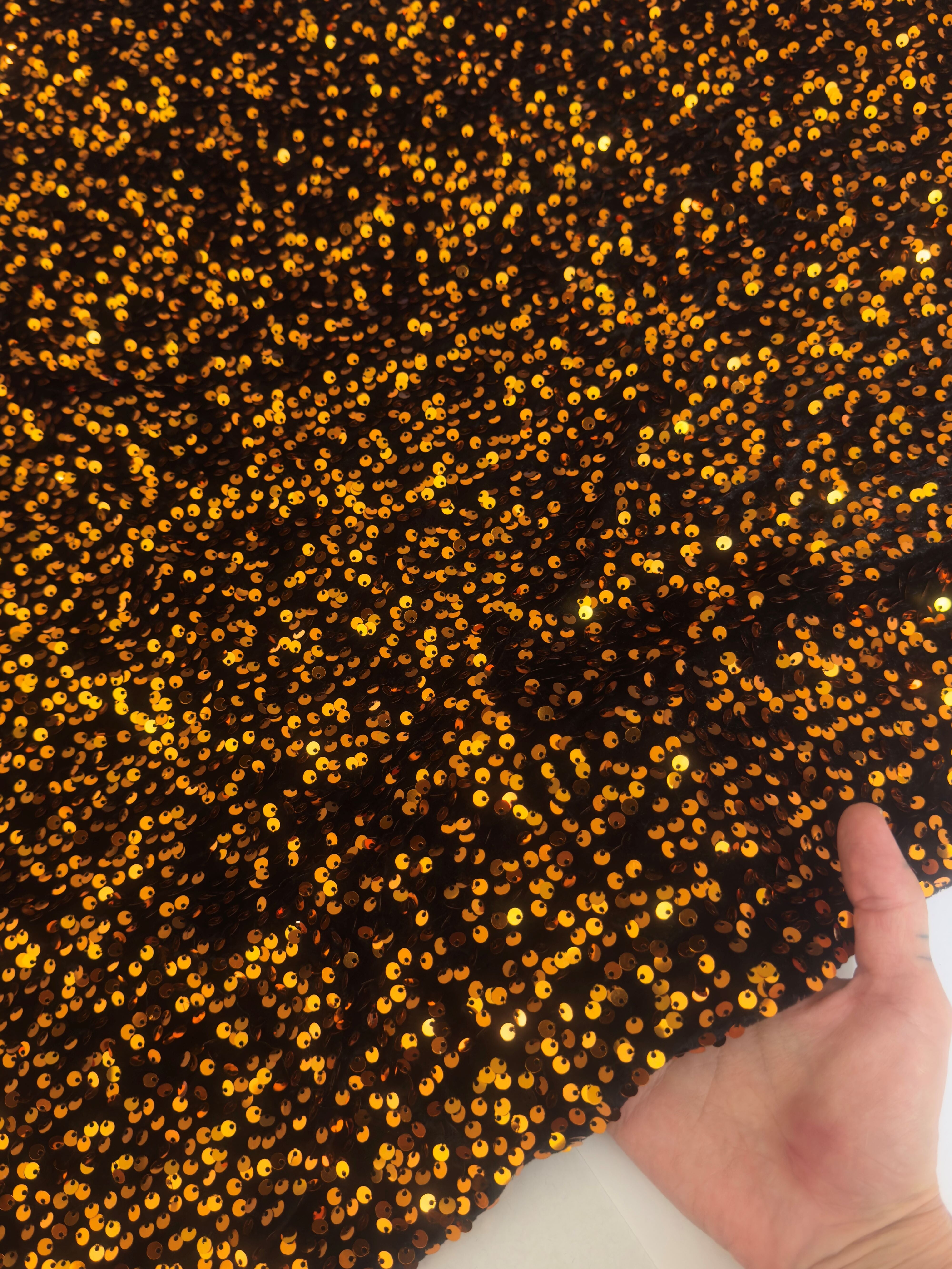 Burnt Orange Sequins Velvet, Fabric Store, Sewing Store, Cheap Fabric Store, Kiki Textiles, Textile by the Yard