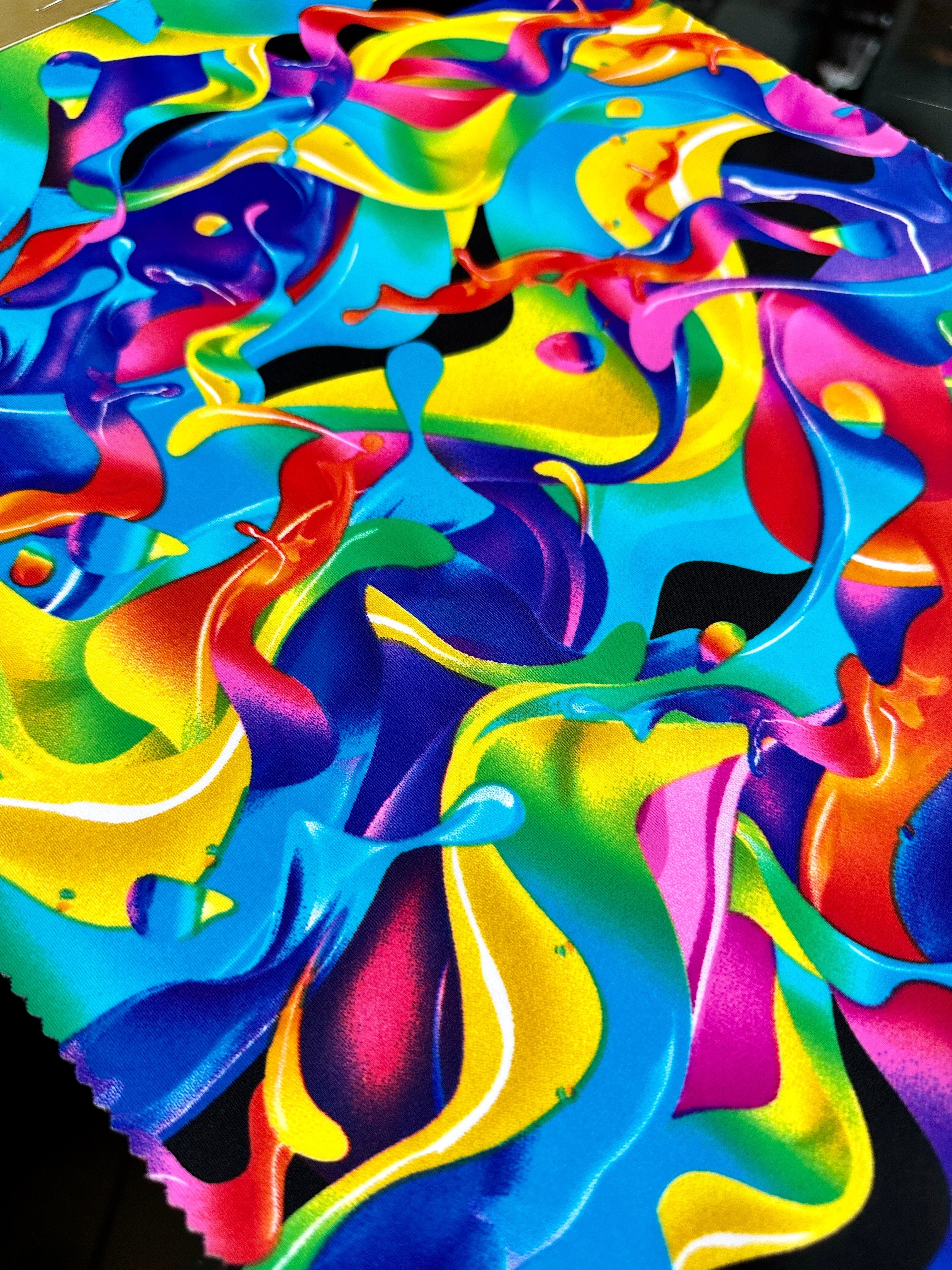 Multicolor Abstract Print Nylon Spandex, colorfull spandex fabric, spandex for legging, fabric for dancewear, kikitextiles, printed Nylon Spandex, spandex store usa, spandex for woman, spandex on sale, spandex on discount, premium spandex