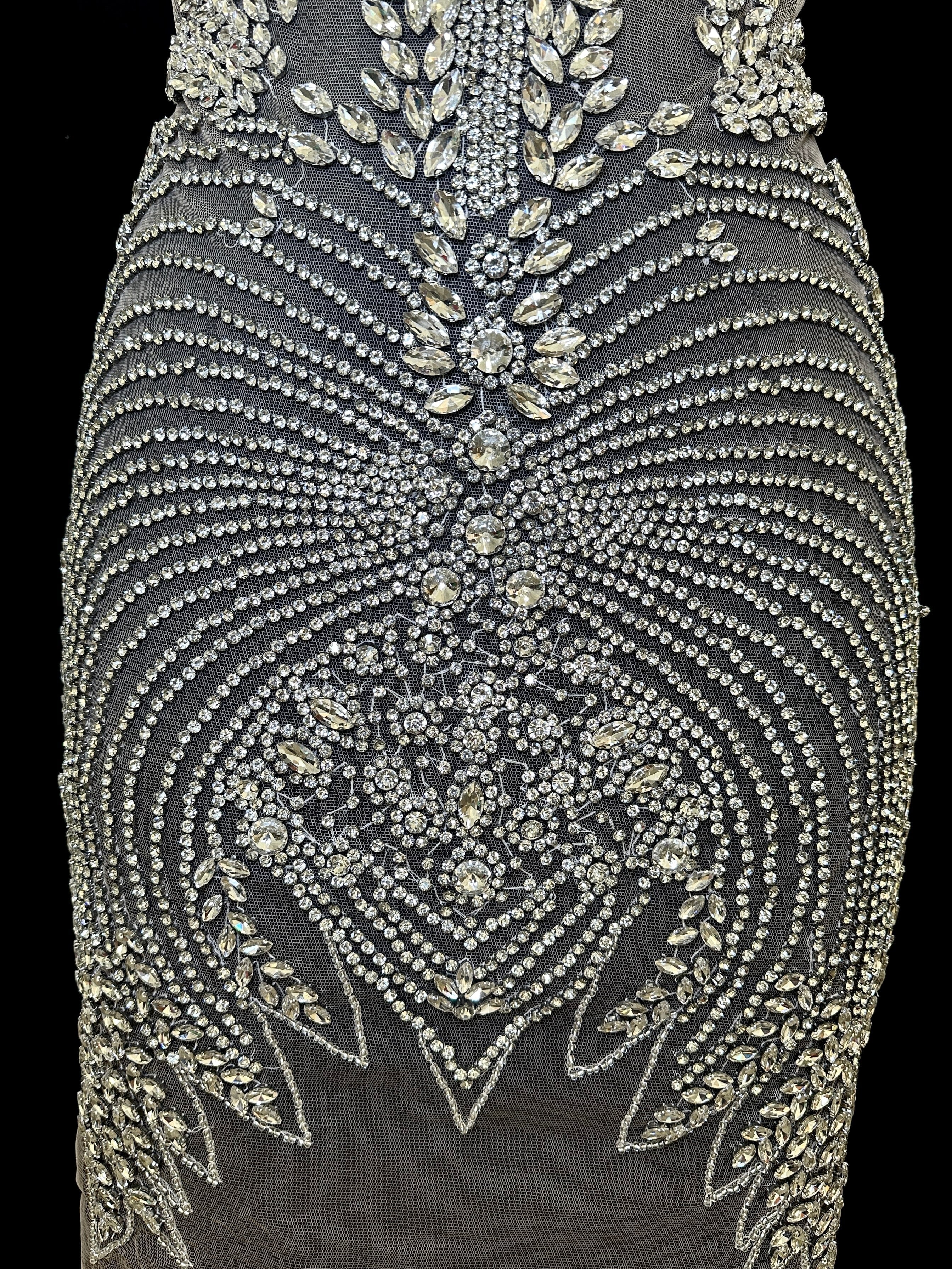 Daisy Rhinestone Bodice Applique, sparkle crystal bodice, silver rhinestone applique, rhinestone bodice for woman, rhinestone bodice ,rhinestone beads, rhinestone applique, rhinestone applications, rhinestone, luxurious dress, flawless dress fabric, embellishment for dress, diy dress, decoration for dress, crystal applique for dresses, crafts for dress, bridal dress rhinestone, beaded mesh sequin bodice, beaded mesh fabric for dress, beaded bodice for dress, applique for gown, applique for dress