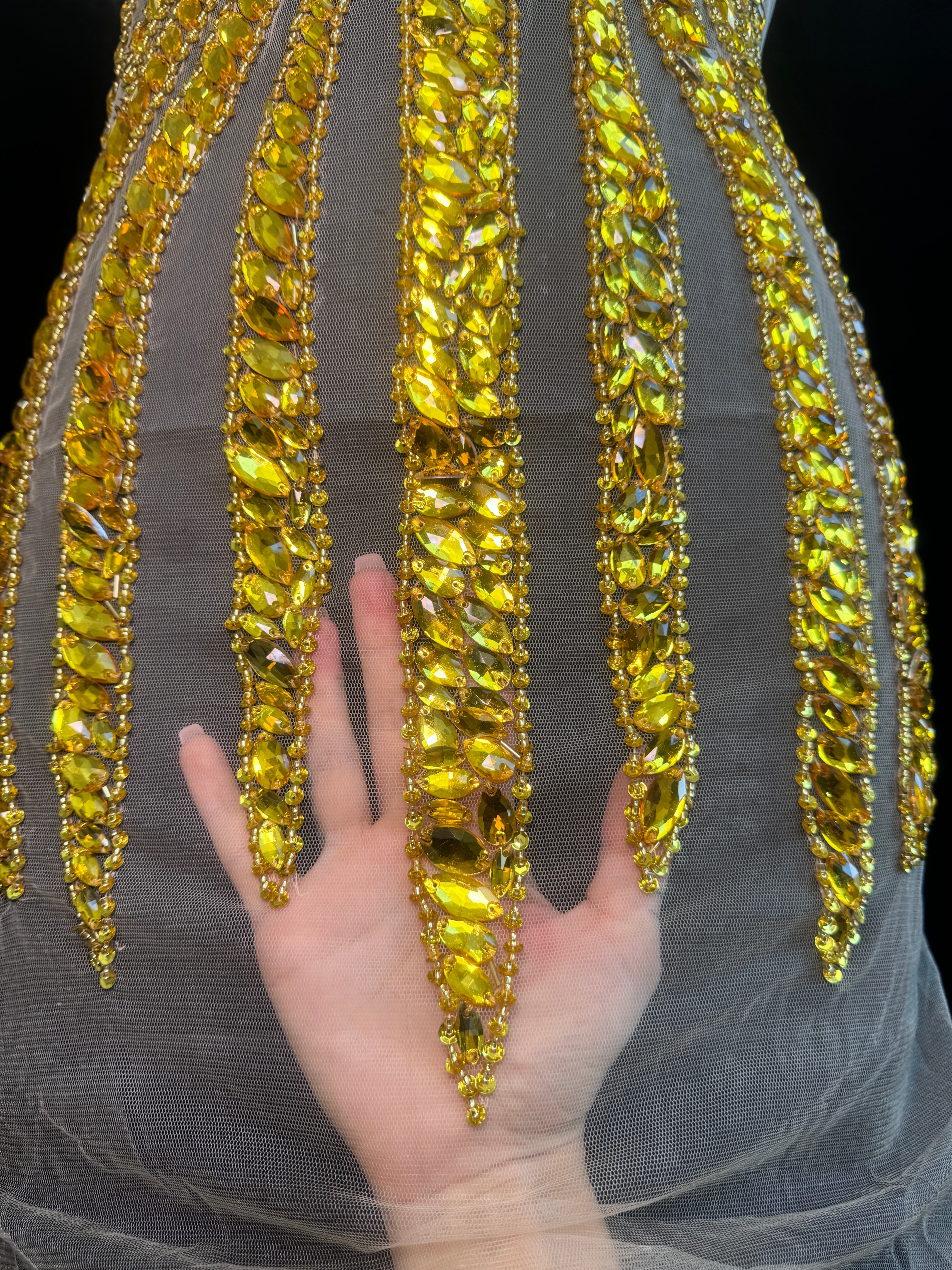 Sammy Gold Rhinestones Bodice Applique, gold rhinestone, light gold rhinestone, dark gold rhinestone, gold rhinestone bodice applique