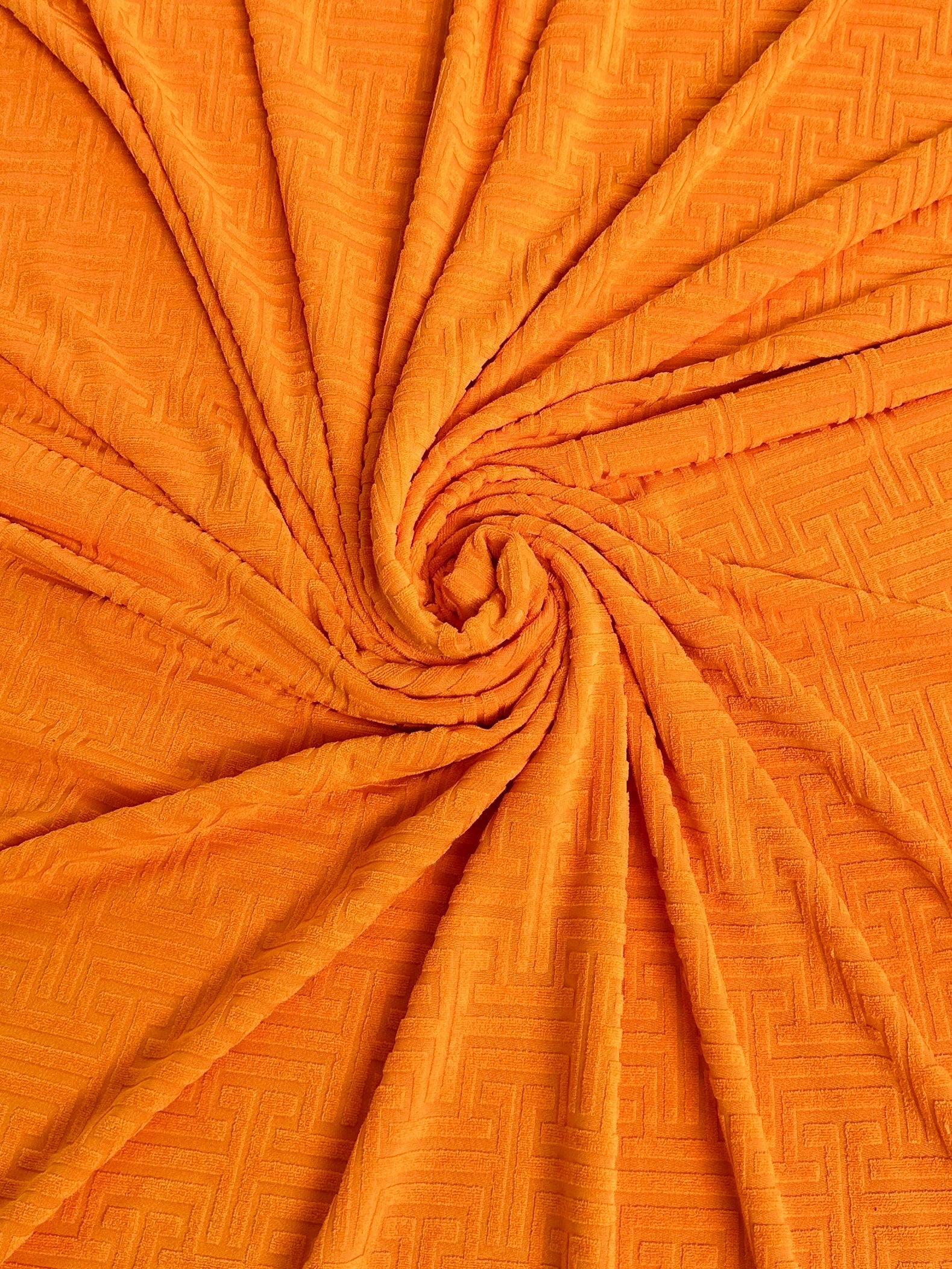 Orange Textured Geometric Jersey Knit, dark orange Geometric Jersey Knit, rusty orange Geometric Jersey Knit, Geometric Jersey Knit for woman, Geometric Jersey Knit for bride, Geometric Jersey Knit on sale, Geometric Jersey Knit on discount
