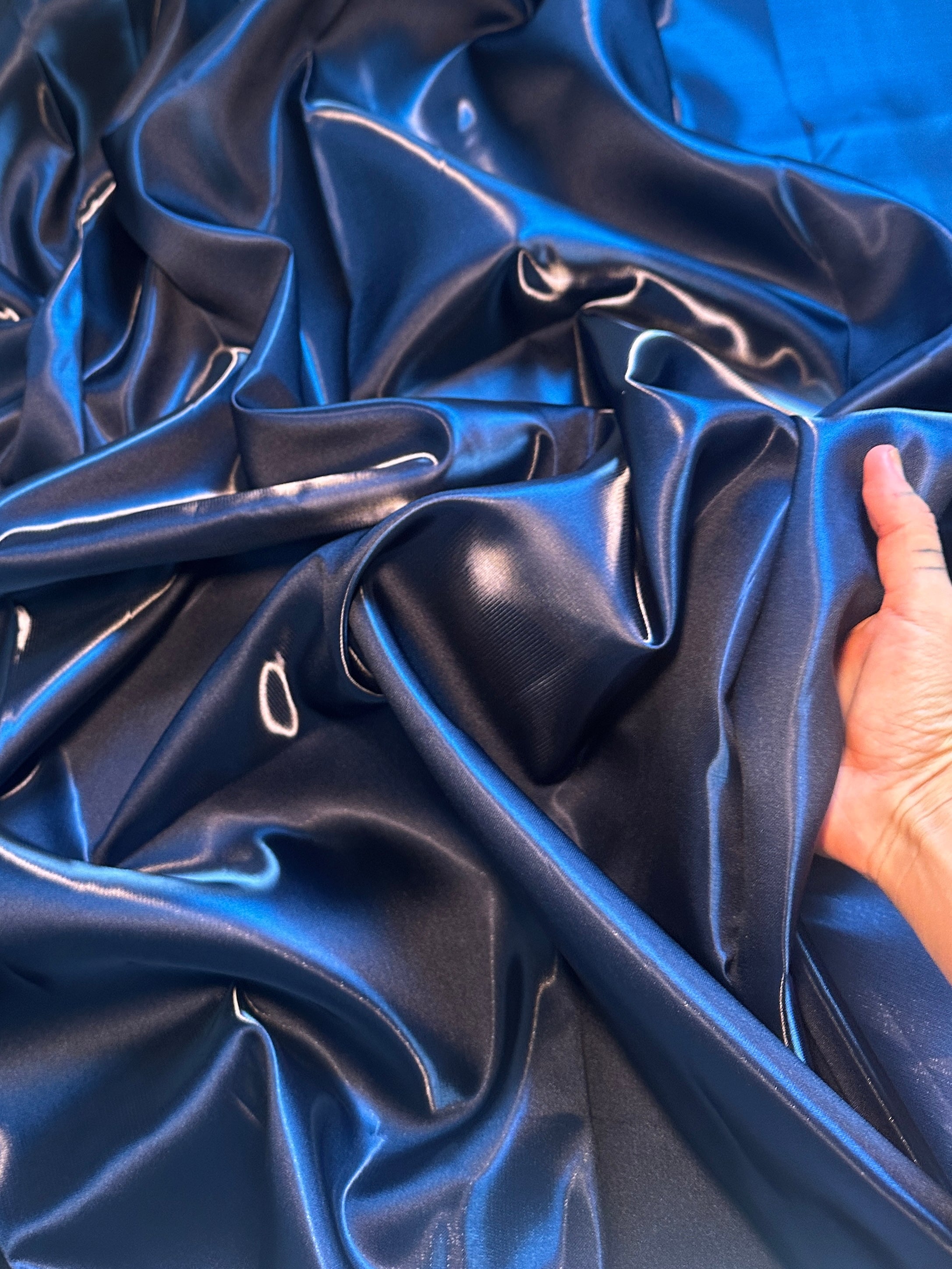 Navy Blue Liquid Bridal Satin, Luxury Silky Satin, Liquid Bridal Satin, Silky Satin, Premium Stretch Bridal Satin, Satin for Bride, Satin for Women, Satin in Low Price, Cheap Satin, Satin on Sale