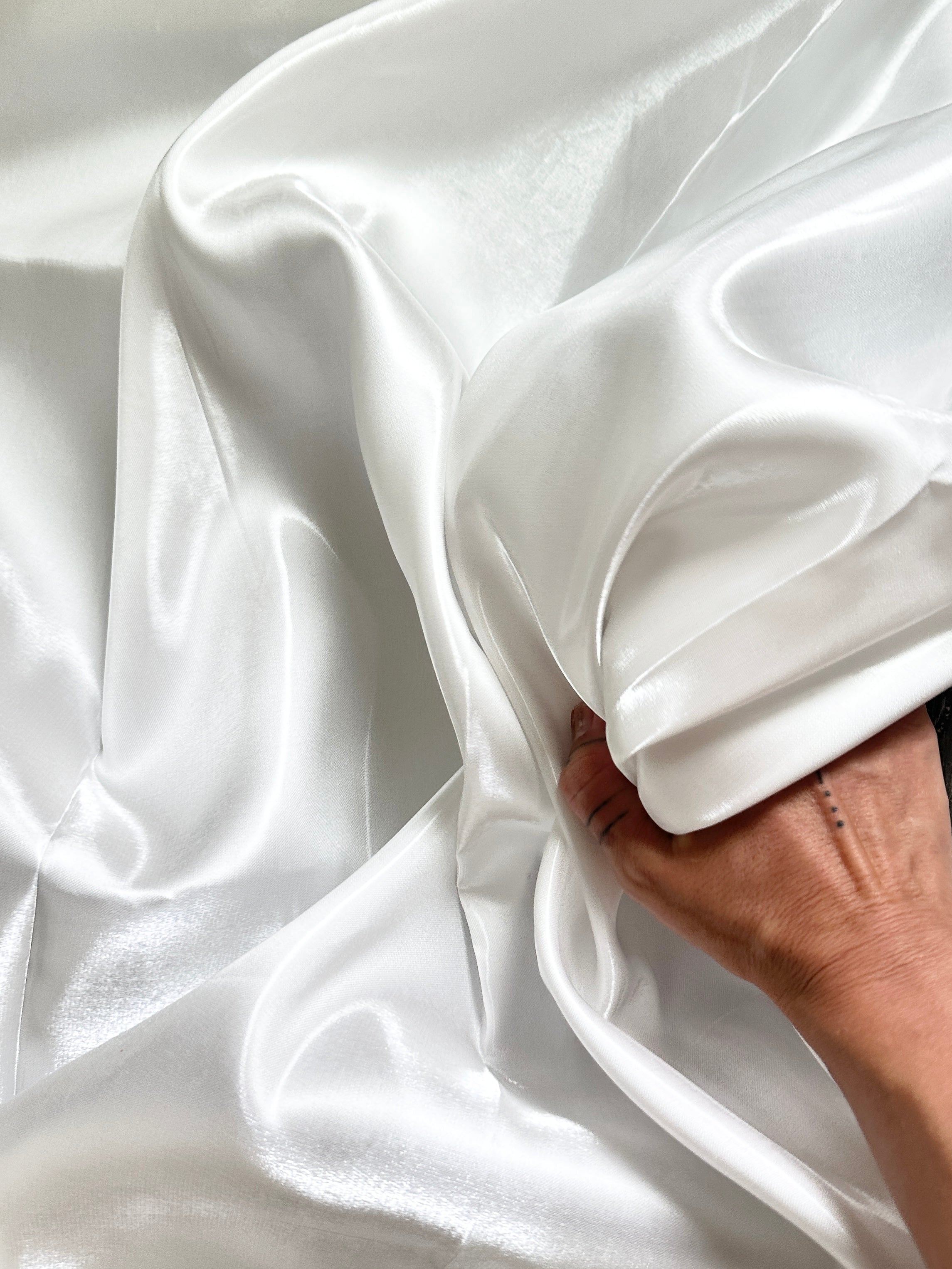 Off White Liquid Bridal Satin, Fabric Store, Sewing Store, Cheap Fabric Store, Kiki Textiles, Textile by the Yard