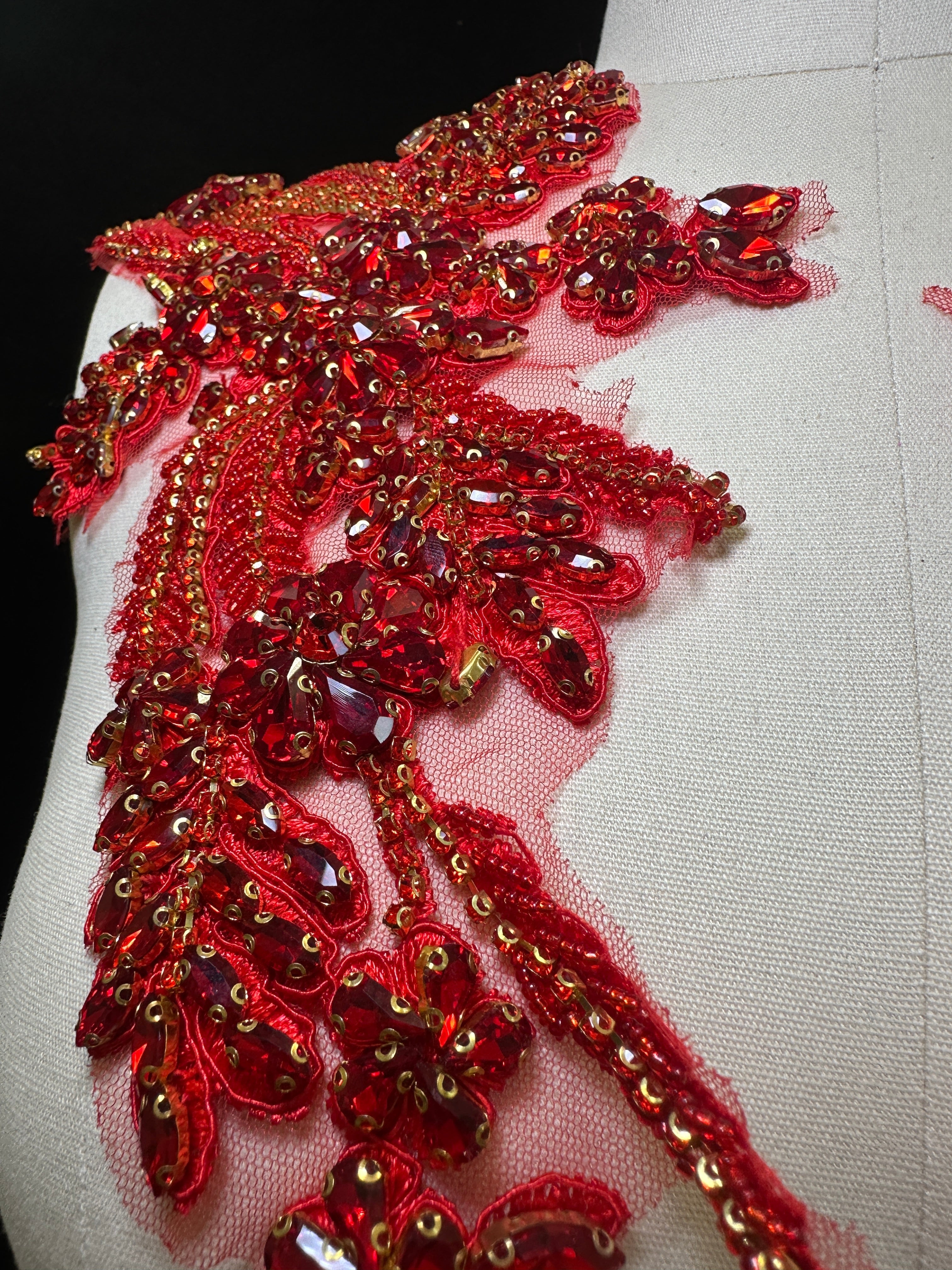 Gina Red Pair Rhinestone Applique, sparkle crystal bodice, silver rhinestone applique, rhinestone bodice for woman, rhinestone bodice ,rhinestone beads, rhinestone applique, rhinestone applications, rhinestone, luxurious dress, flawless dress fabric, embellishment for dress, diy dress, decoration for dress, crystal applique for dresses, crafts for dress, bridal dress rhinestone, beaded mesh sequin bodice, beaded mesh fabric for dress, beaded bodice for dress, applique for gown, applique for dress