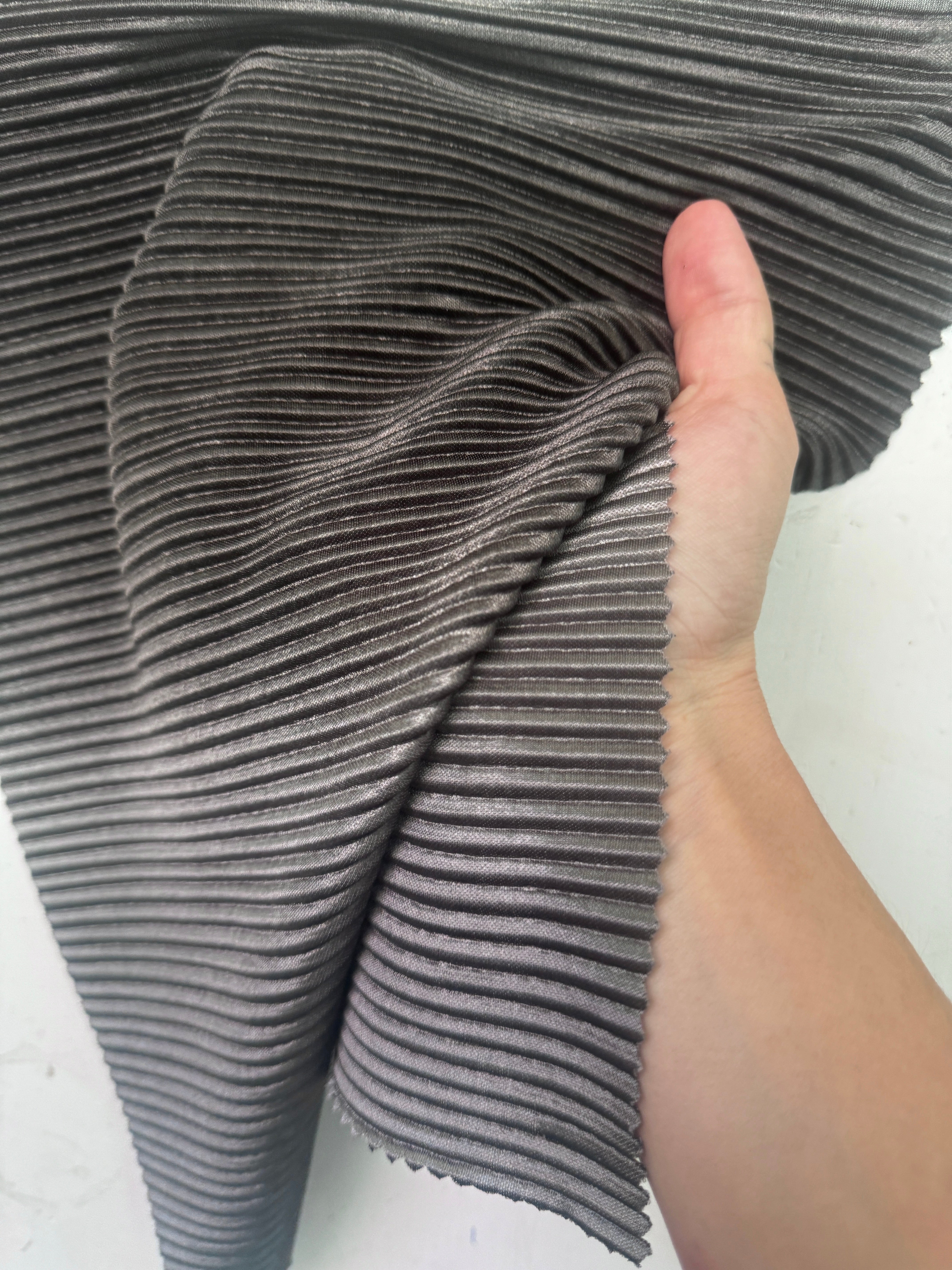 Silver Ombre Pleated Knit, online textile store, sewing, fabric store, sewing store, cheap fabric store, kiki textiles