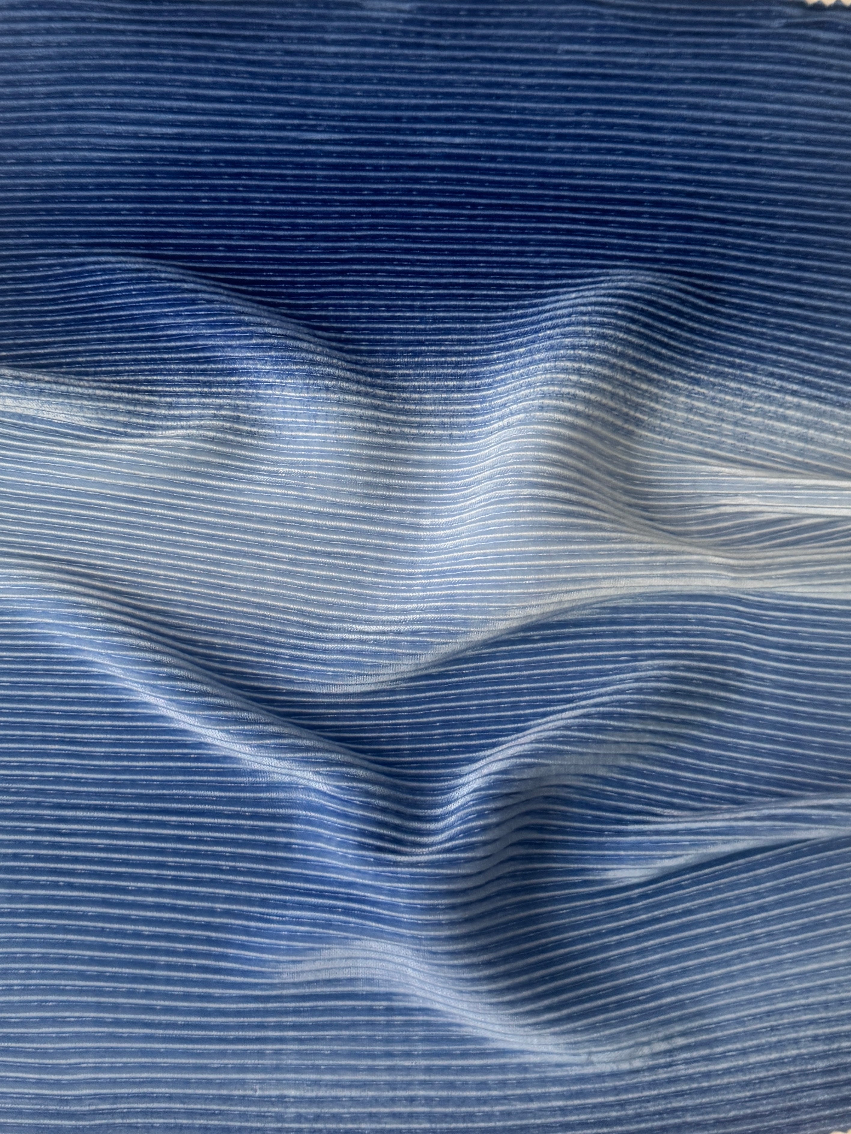 Denim Blue Ombre Pleated Knit